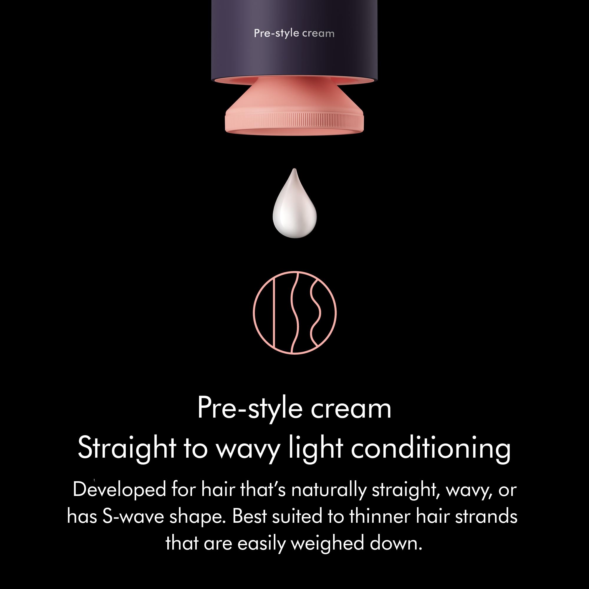 Dyson Chitosan™ Pre-style cream, Straight to Wavy, Light Conditioning, 100ml