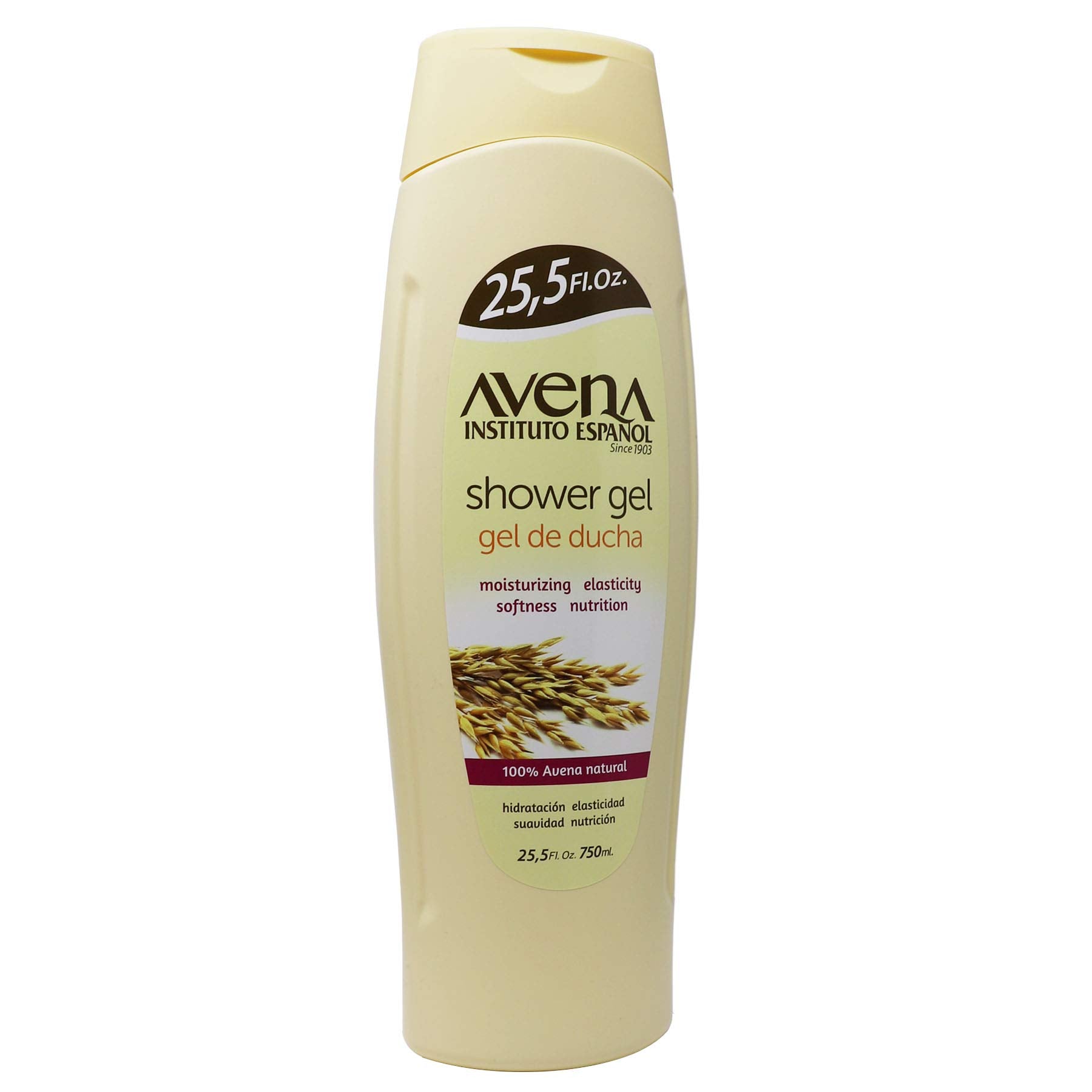 Instituto EspaÃƒ±ol Avena Shower Gel, Cleansing and Moisturizing Body Wash enriched with Oatmeal, Helps to Moisturize, Nourish and Soften your Skin, Improves Elasticity, 2-Pack of 25.5 FL Oz, Bottles