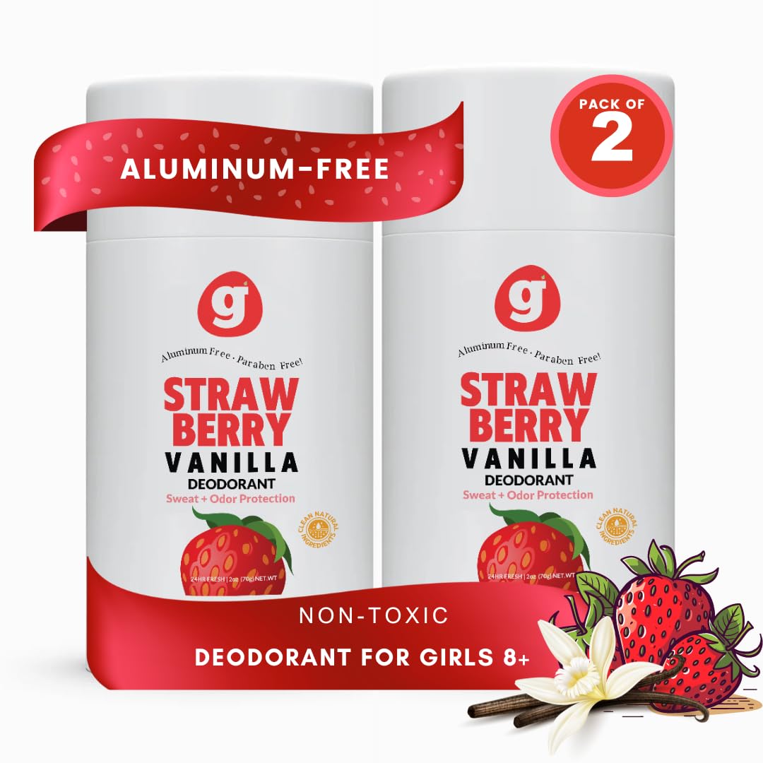 STRAWBERRY + VANILLA Girls Deodorant Ages 8+ (California Girl) Twin Pack