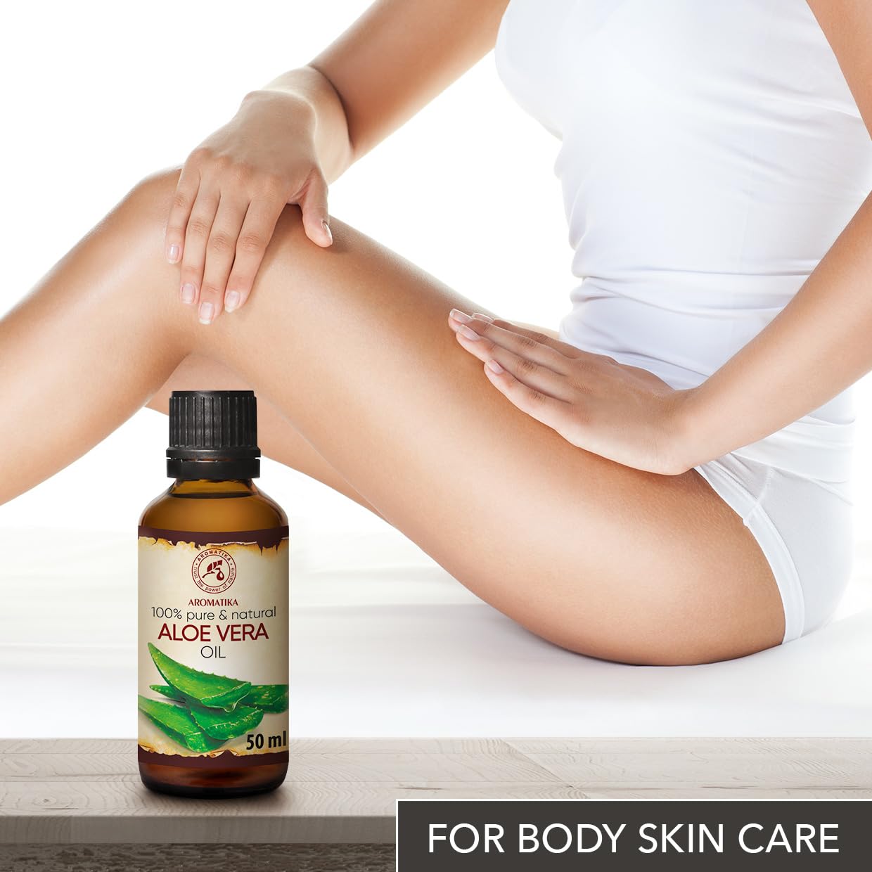 AROMATIKA Aloe Vera Oil 1.7 Fl Oz (50ml) - 100% Pure & Natural - Aloe Barbadensis - Brasil - Care for Skin - Body - Hair Growth - Face Moisturizer - Baby Oils - Used for Massage - Bath