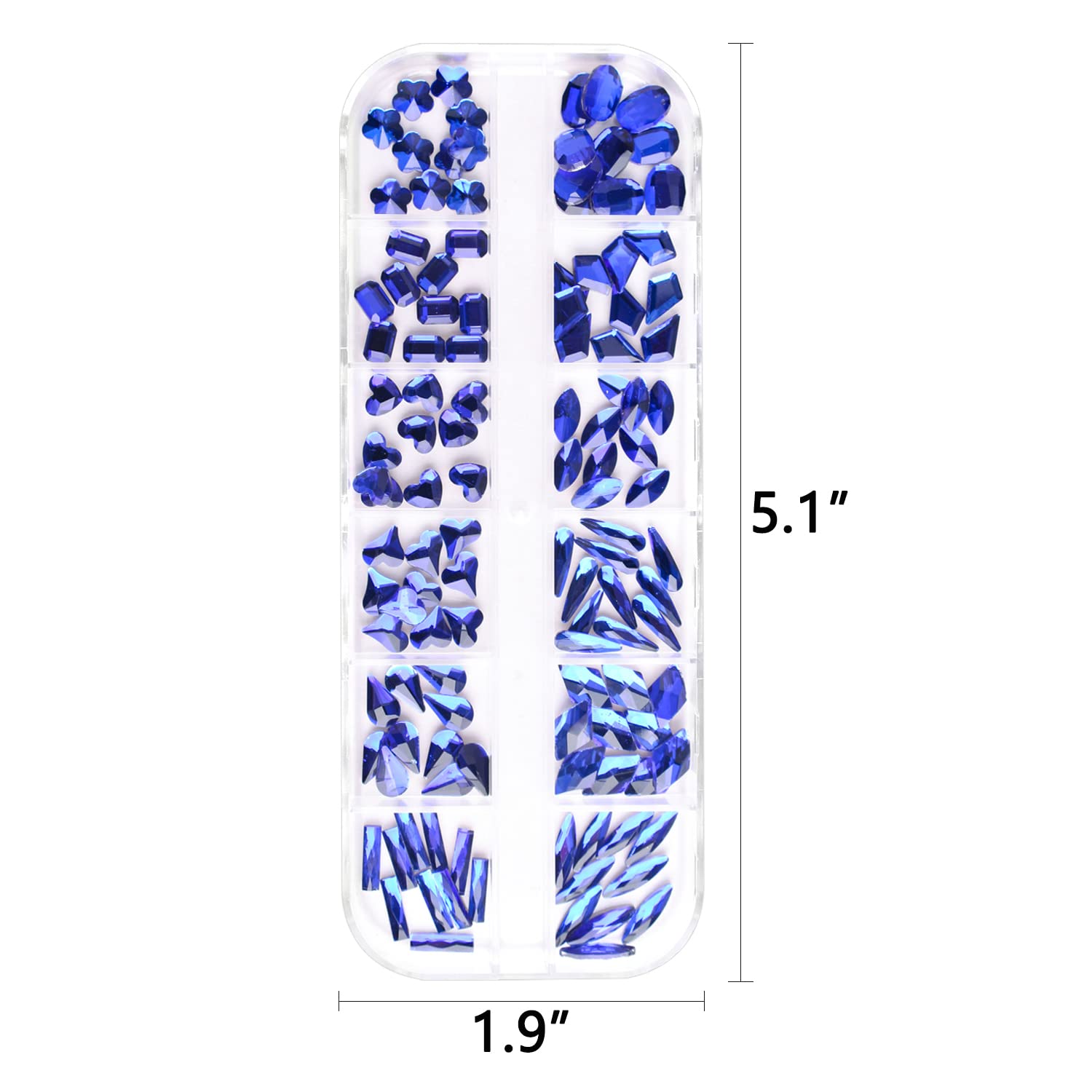 WOKOTO 2 Box Flat Back Blue Rhinestones For Nails Multi Shapes Big Nail Crystals Diamonds For Nails Nail Rhinestones 3d Nail Charms Stones For Nails Nail Art Rhinestones Sapphire Nail Gems Nail Art