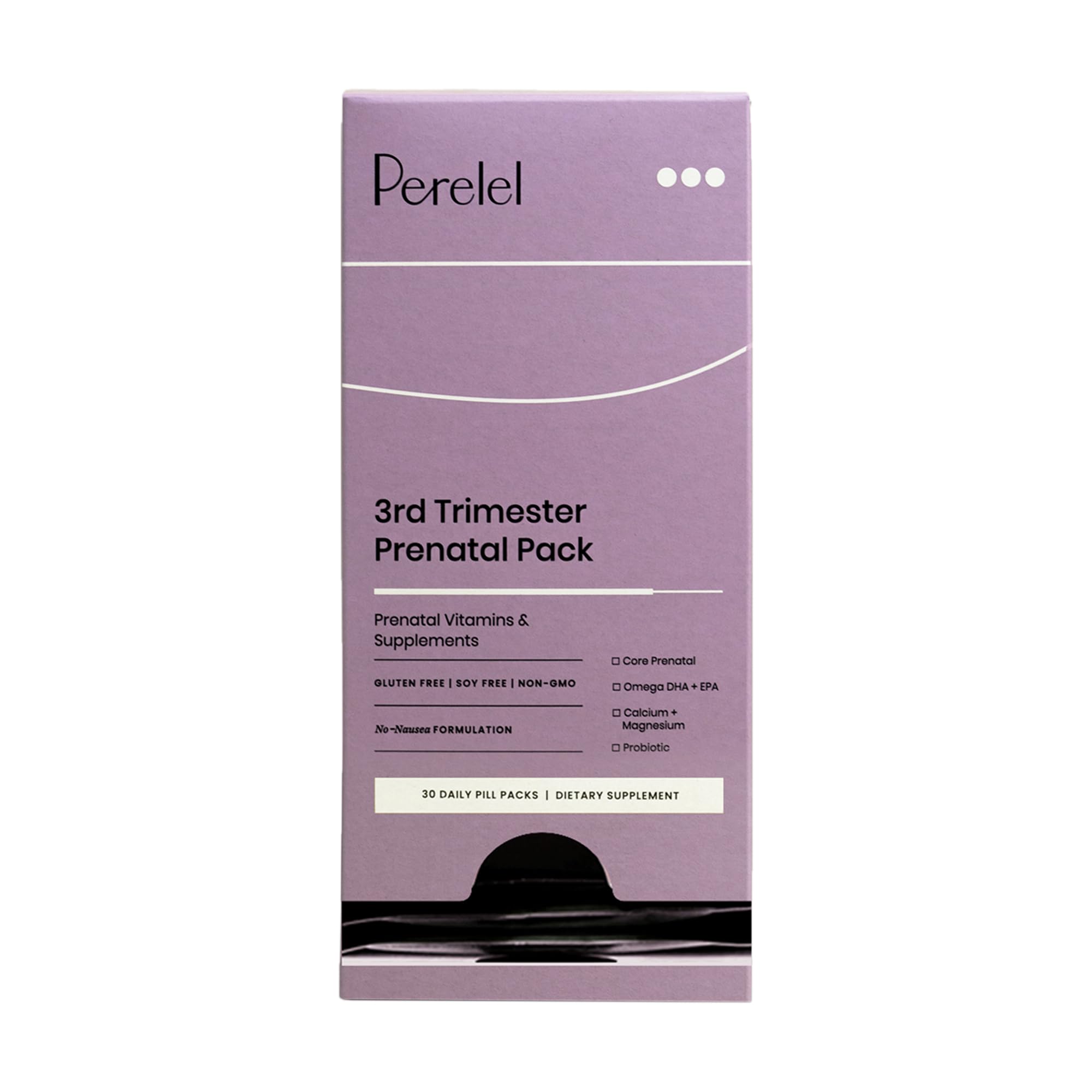 Perelel 3rd Trimester Prenatal Pack - Daily Pregnancy Vitamins - Probiotics, Prenatal Vitamins + Omega 3 DHA Supplements for Women - Soy-Free, Non-GMO Women's Vitamins (30 Pill Packs)