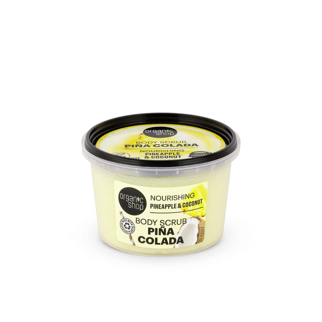 Organic Shop Coconut & Pineapple, Nourishing & Exfoliating Body Scrub, 100% Vegan & Organic, Daily Exfoliant, Detox & Moisturizer, Body, Face, Hand & Foot, Intensive Care & Skin Toning. 250ml.