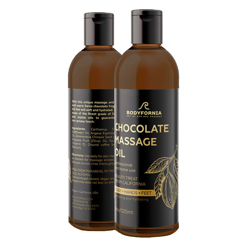 BODYFORNIA Chocolate Body Vegan Oil Best Massage, Pure Moisturizing Oil NATURAL Organic Jojoba Oil, Moisturizing Multi-Purpose Oil for Hands, Feet, and Bodyingredients