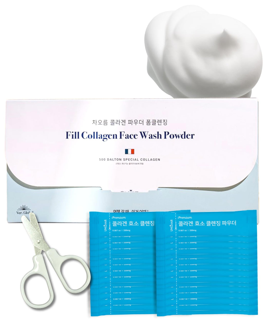 UNIZAAR Fill Collagen Enzyme Powder Face Wash Set (0.007 oz * 30EA) Luxurious French Collagen & Urea Infused Korean Cleanser, Travel Size Face Wash for Women, Korean Skin Care