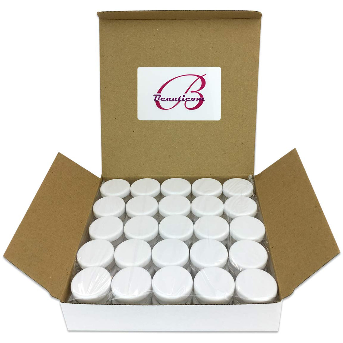 (100 Pcs) Beauticom 5G/5ML High Quality Clear Plastic Cosmetic Container Jars with White Lids