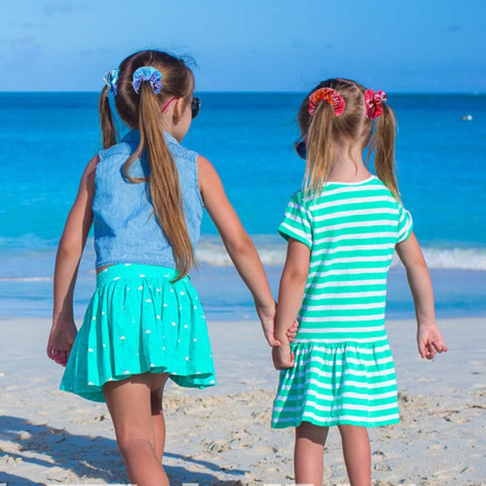 OCATO 24Pcs Hair Scrunchies for Girls Shiny Metallic Scrunchies Cute Elastic Hair Bands Scrunchy Hair Ties Ponytail Holder for Girls Women Hair Accessories with a Gift Bag for Gym Dance Party Club