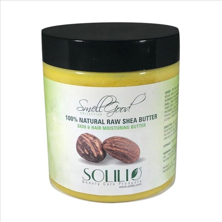 SmellGood - Pure Unrefined Shea Butter, totally natural and organic, yellow color, packed in 16 oz Jar, 2 Units