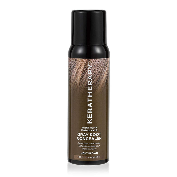 KERATHERAPY Keratin Infused Perfect Match Gray Root Concealer, Light Brown, 3 Oz