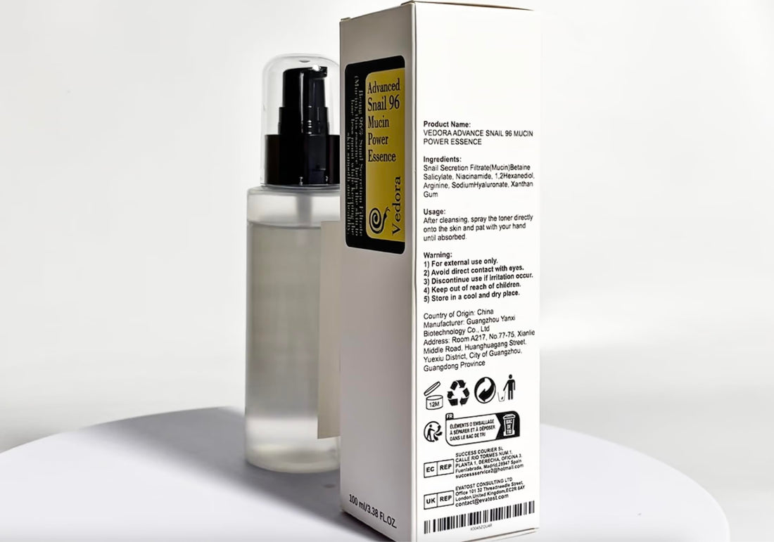 (3Pc) Vedora Snail Mucin 96% Power Hydrating Essence: Moisturizing Serum with Snail Secretion Filtrate for Radiant, Nourished Skin (100ml each) Set