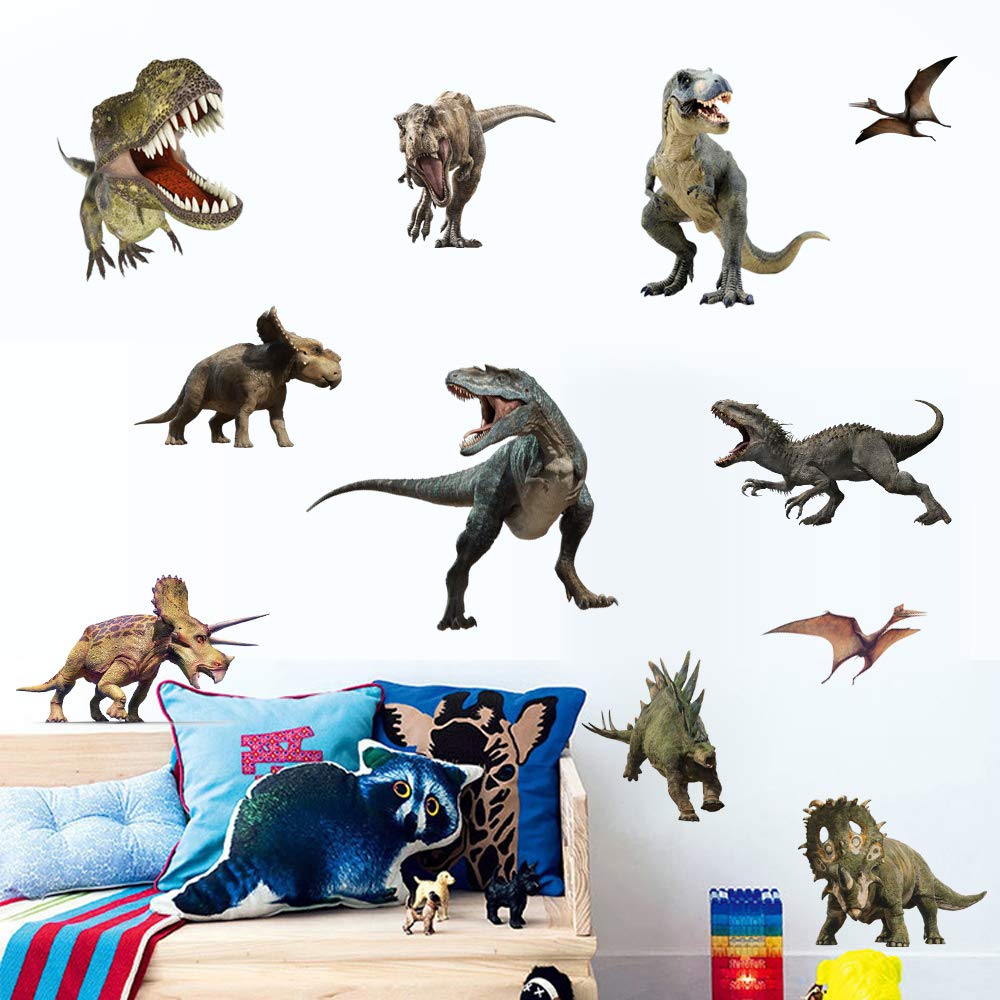 Dinosaur Wall Stickers for Boys Room, Peel & Stick Removable Wall Art Sticker Decals for Kids Bedroom Nursery Playroom Living Room Decoration
