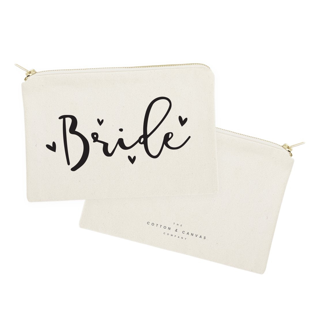 The Cotton & Canvas Co. Bride Wedding Cosmetic Bag, Bridal Party Gift and Travel Make Up Pouch