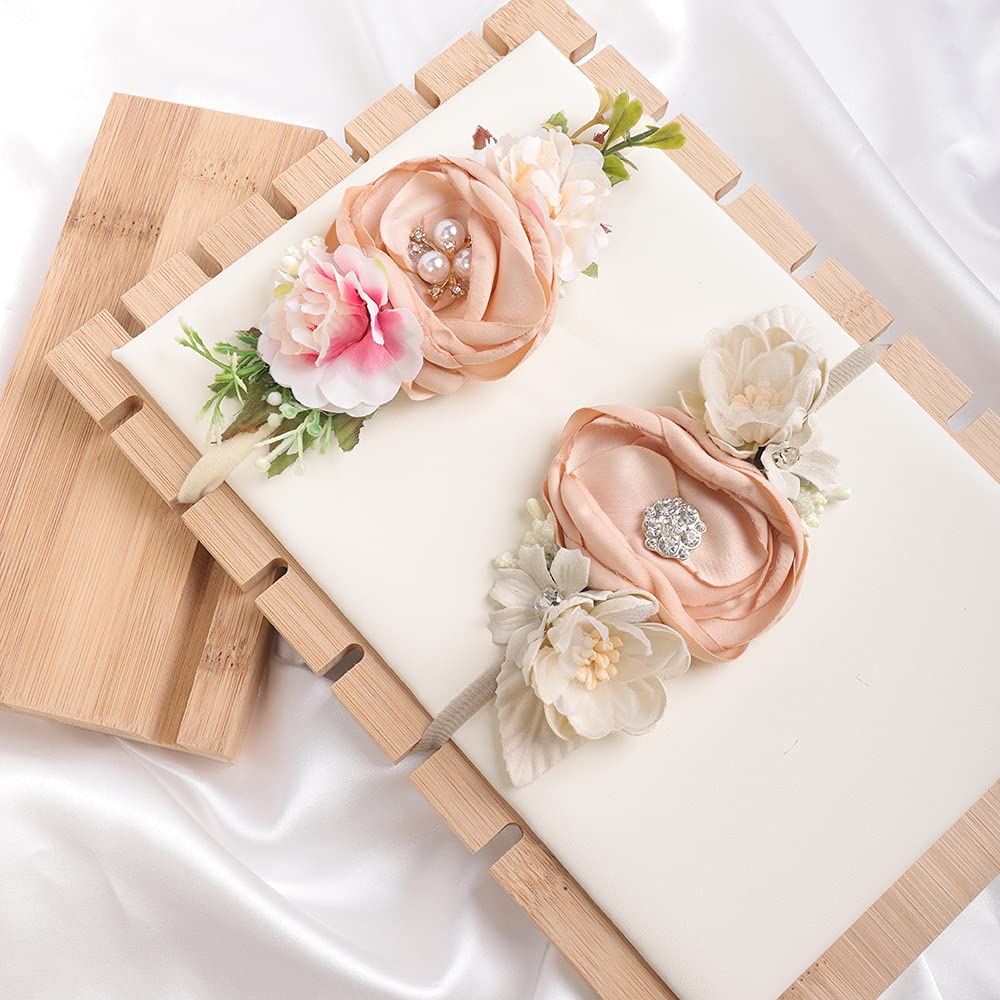 Wiwpar Flower Crown Headband Headwear Party Decoration Headdress Festivals Photo Props Elastic Adjustable Head Piece Girls Kids Hair Accessories for Childrens (Orange and Pink)