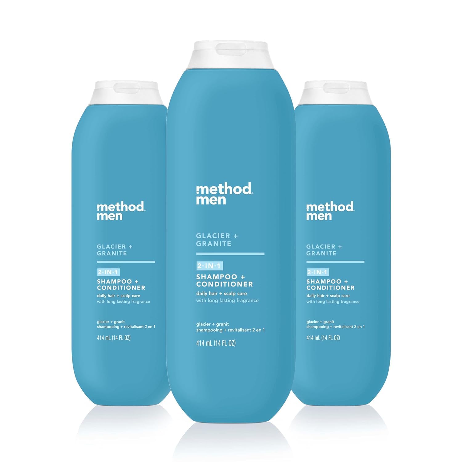 Method Men 2-in-1 Shampoo + Conditioner, Glacier + Granite, 14 oz (Pack of 3)