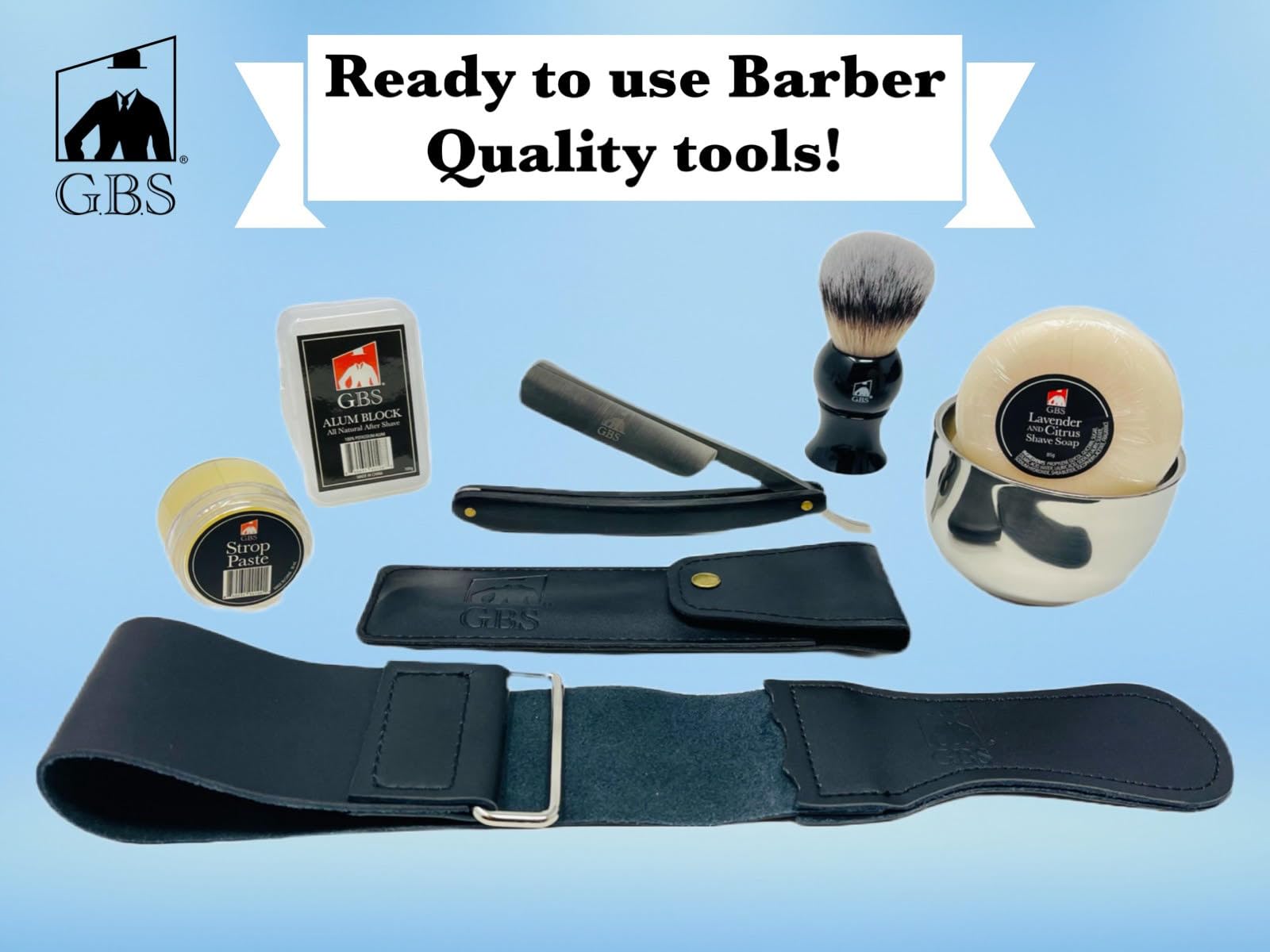 Straight Razor 5/8 Multi Wood Handle, 20 Leather Strop, 6 Sharpening Stone and Straight Razor Case