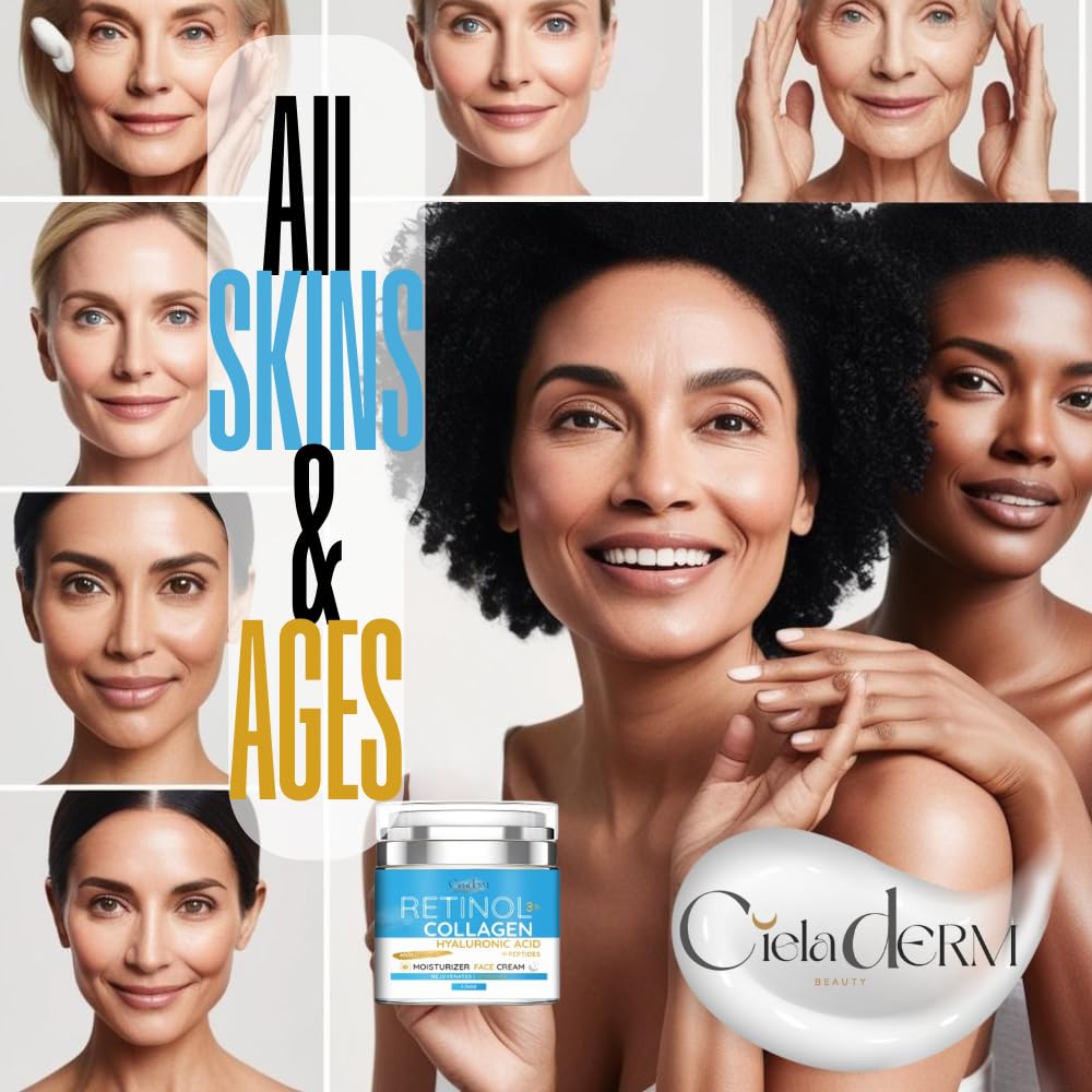Face Moisturizer Retinol Cream with Collagen and Hyaluronic Acid | Day & Night Anti-Aging and Anti-Wrinkle Skin Barrier Hydration Cream for All Skin Types
