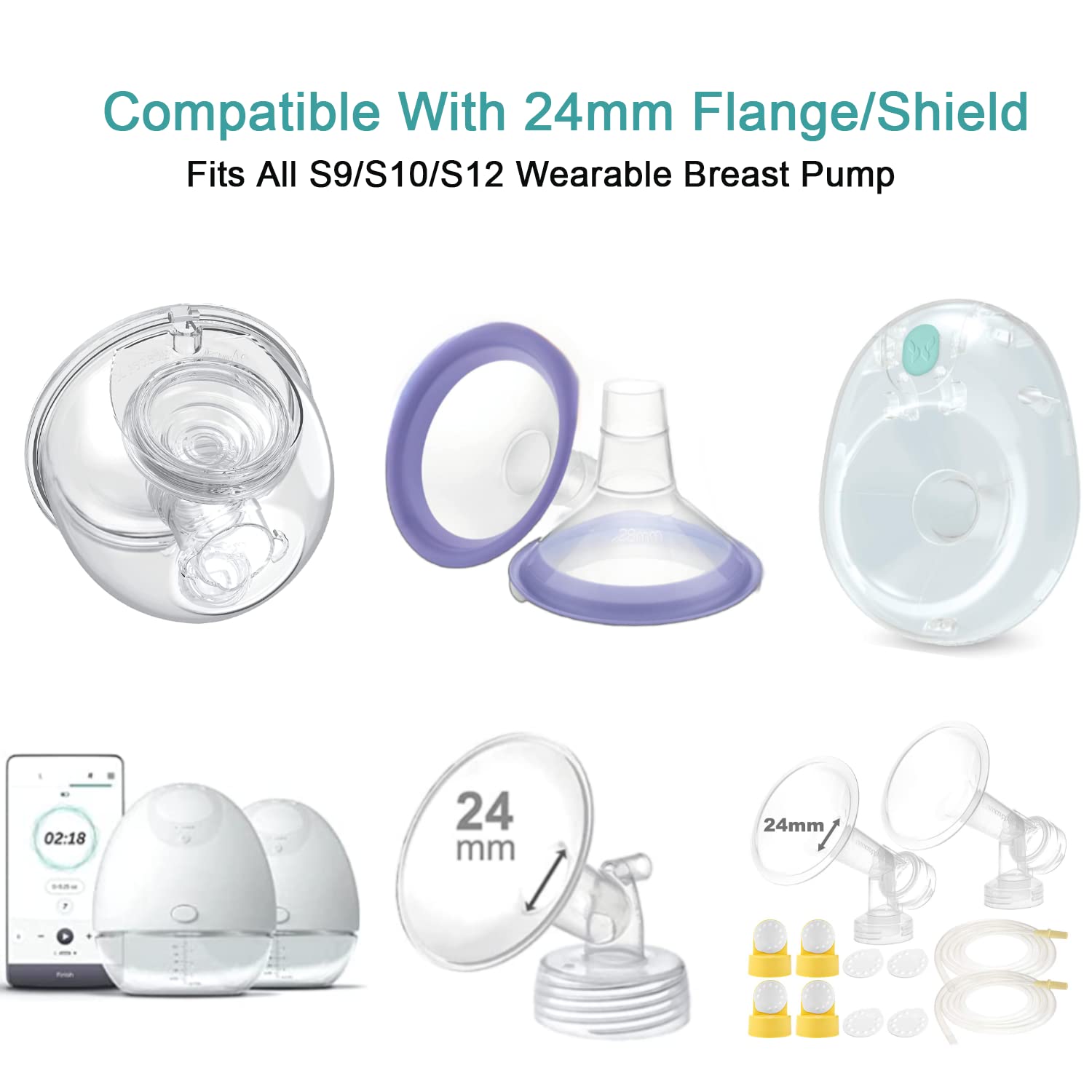 19mm Flange Inserts Compatible with Momcozy S12 Pro/S9 Pro /M5/M9/Medela/TSRETE Wearable Breast Pump,Suitable Spectra S1/S2, Reduce 24mm Shield/Flange Nipple Tunnel Down to 19mm