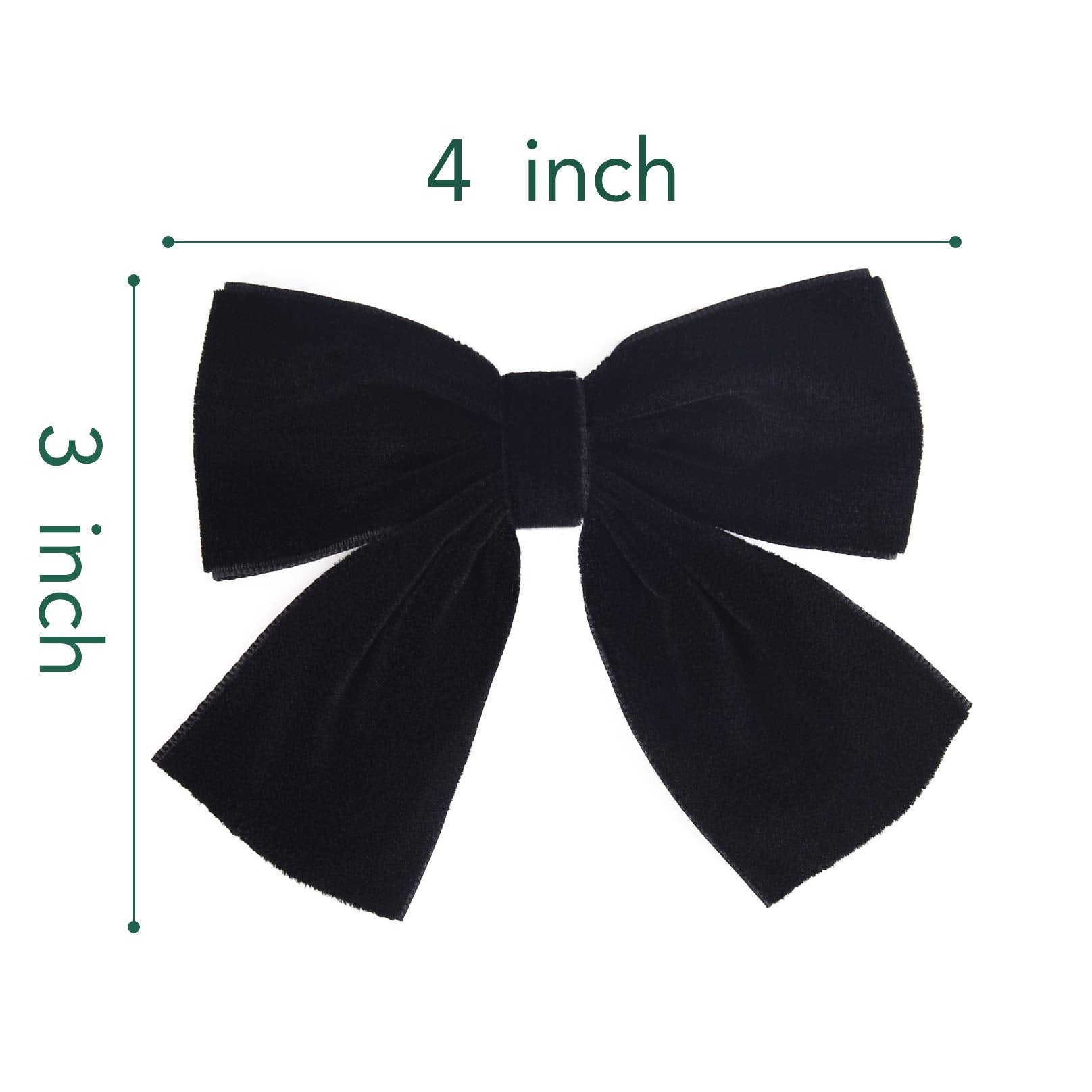 DEEKA 2 PCS 4 Hand-made Velvet Hair Bows Alligator Clips Hair Accessories for Little Teen Toddler Girls Kids Set of 2 -Black