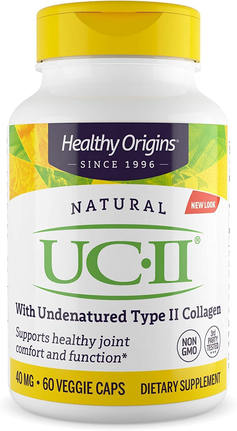 Healthy Origins UC-II, 40 mg - Premium Collagen Supplement for Joint Health, Mobility & Flexibility - Undenatured Type II Collagen - Gluten-Free & Non-GMO Supplement - 60 Veggie Caps
