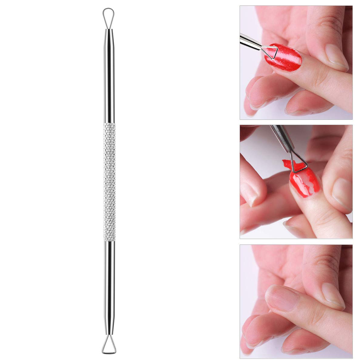 960 Pieces Lint Free Nail Art Gel Polish Remover Cotton Pad Nail Wipe With 1 Pcs Cuticle Double Head Pusher Remover Tool