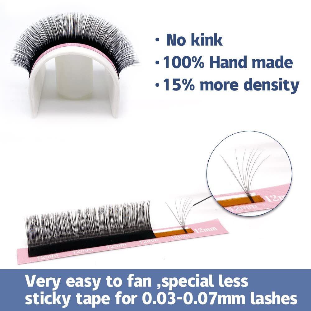 Qeelasee Faux Mink Silk Eyelash Extensions 0.03mm D Curl 8-15mm Mixed Length Semi-Permanent Individual Lashes Extension Professional Salon Use