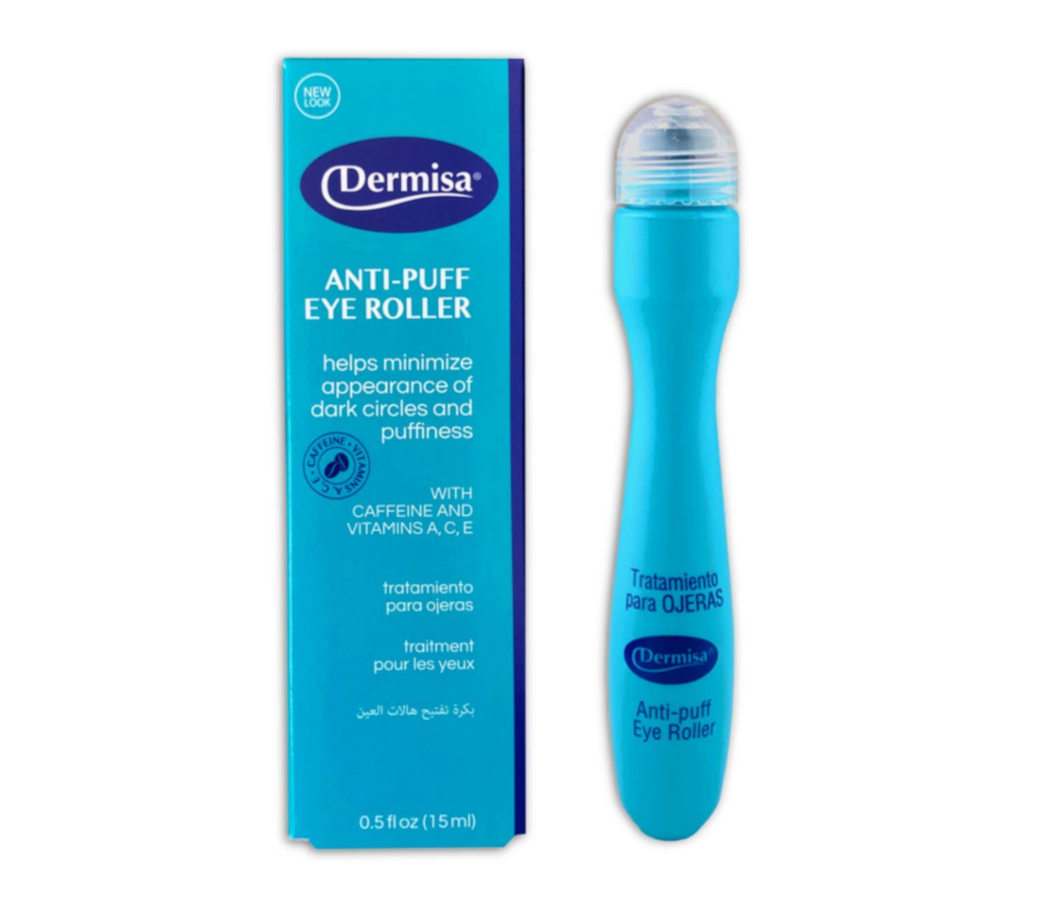Dermisa Anti-Puff Eye Roller | For Dark Circles and Puffy Eyes | Caffeine & Vitamin A, E, & C | Pack of 1