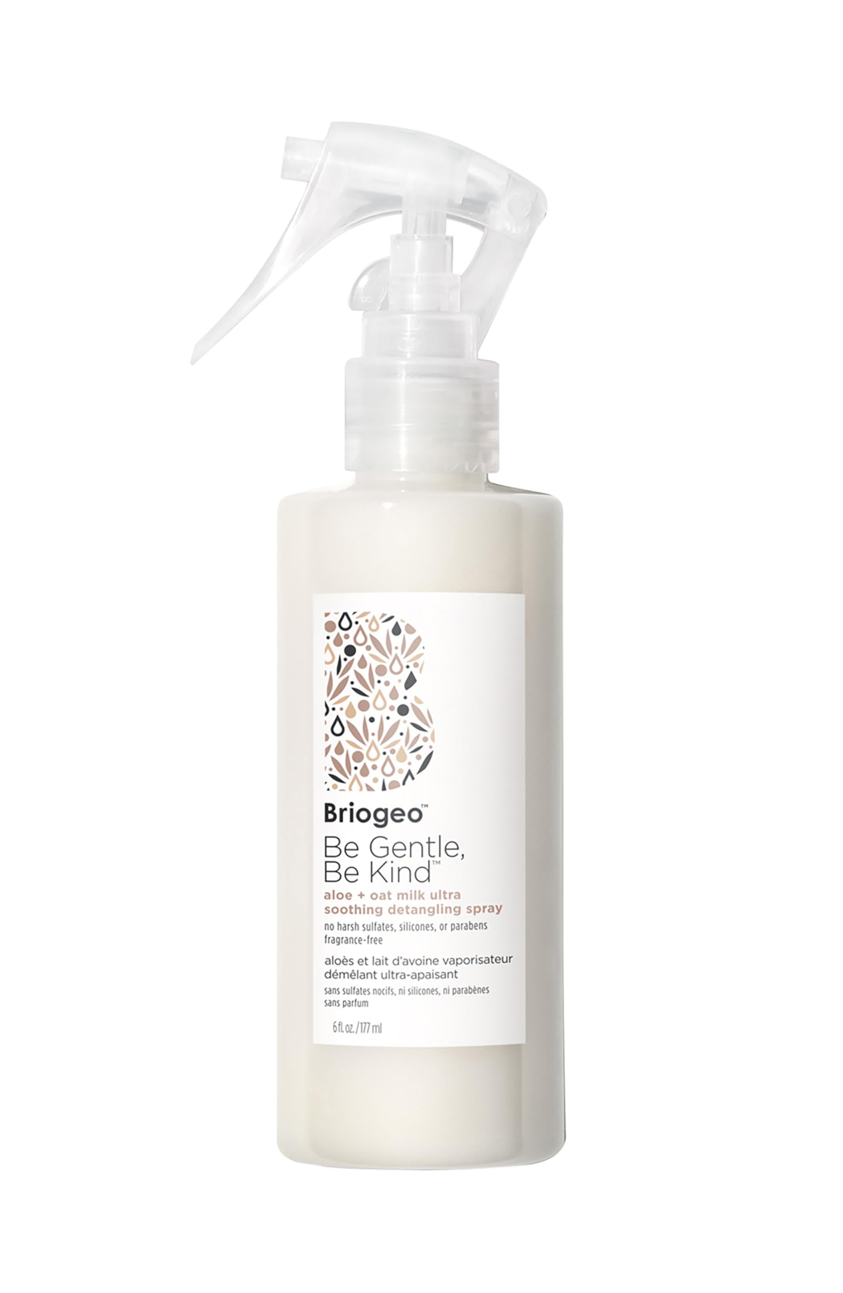 Briogeo Be Gentle, Be Kind Aloe + Oat Milk Ultra Soothing Detangling Spray, Hypoallergenic and Dermatologist-Approved Leave-In Spray, Fragrance Free, Vegan, Cruelty-Free, 6 fl oz