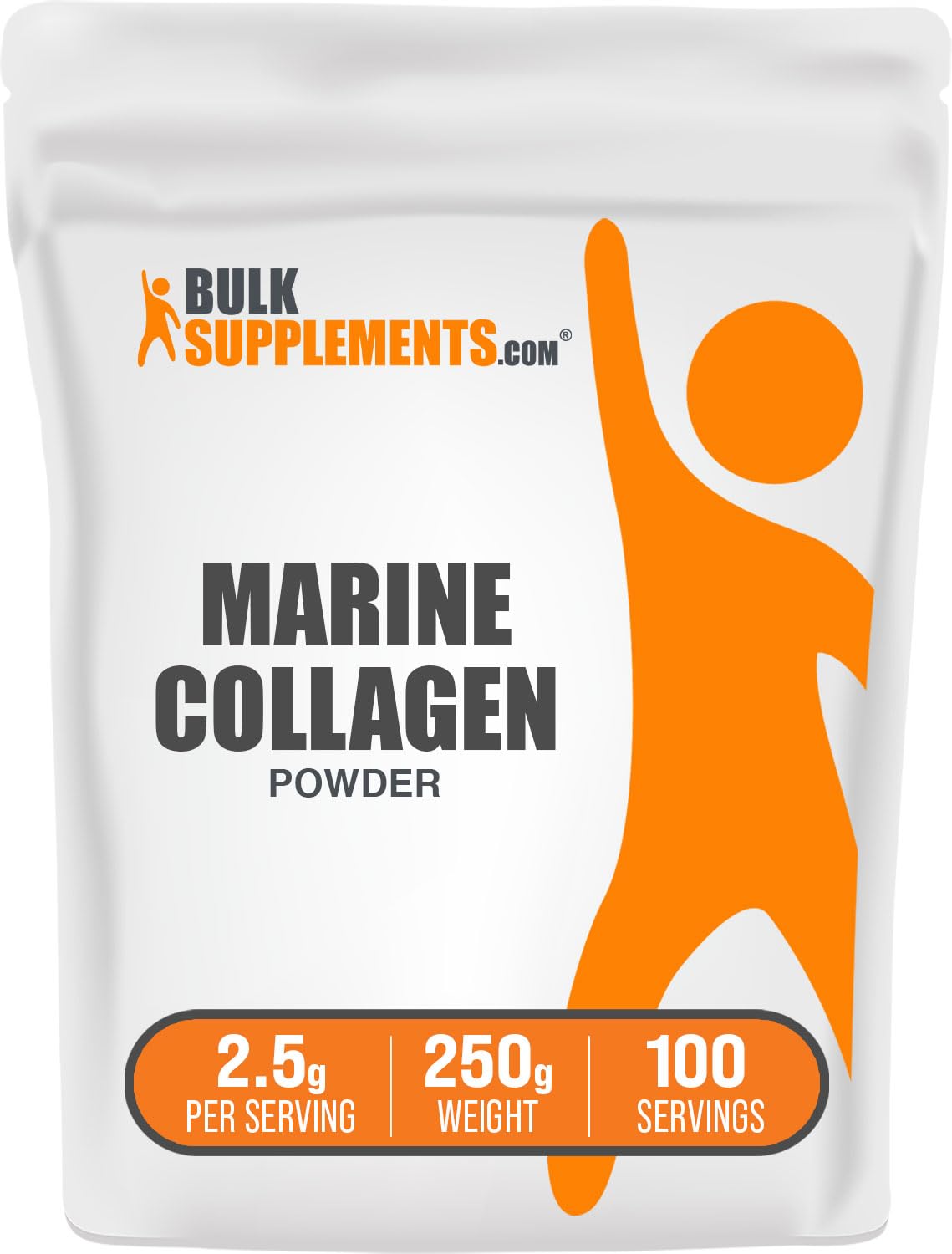 BulkSupplements.com Marine Collagen Powder - Collagen Supplement, Hydrolyzed Collagen Powder, Marine Collagen Peptides Powder - Gluten Free, 2500mg per Serving, 250g (8.8 oz) (Pack of 1)