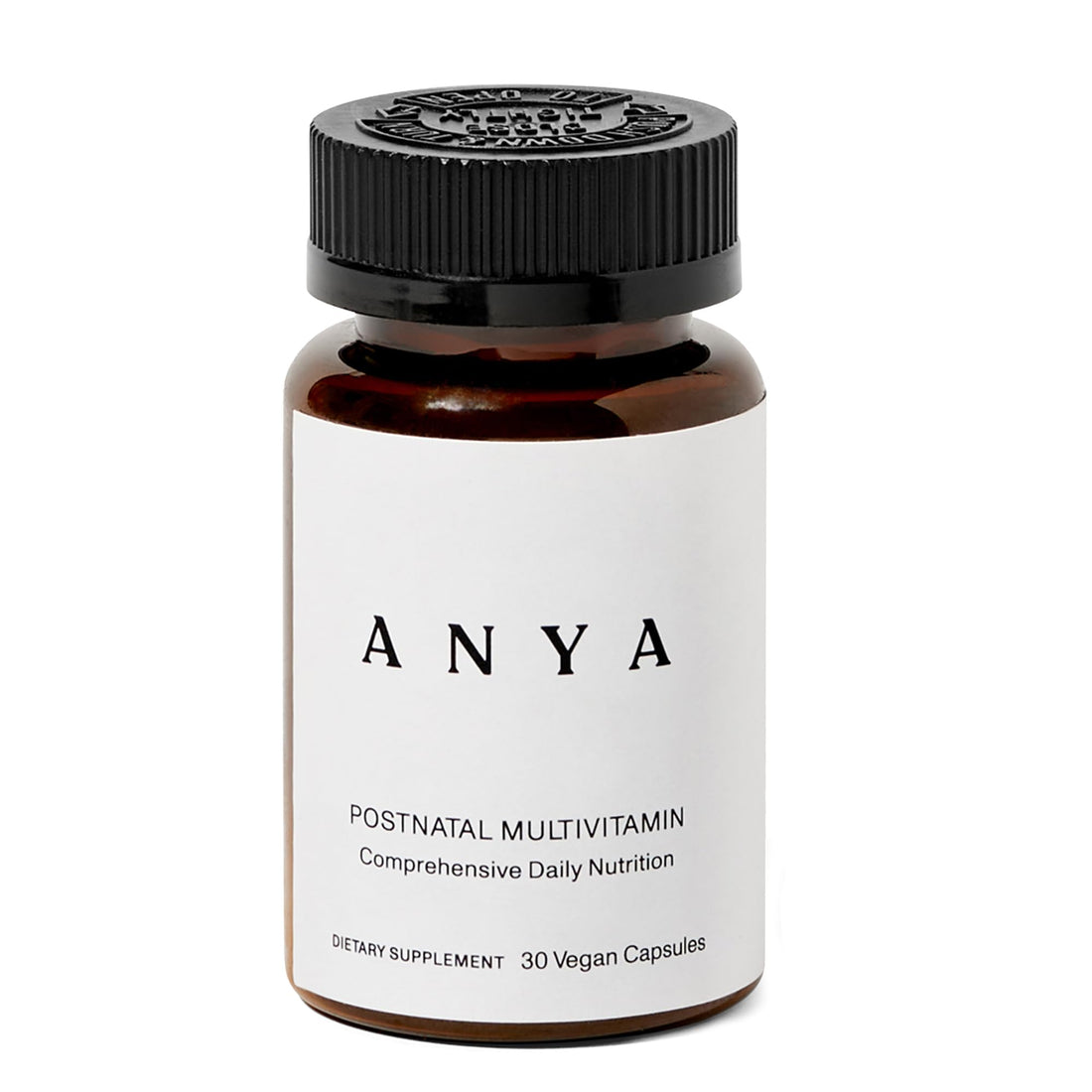 ANYA Postpartum Multivitamin, Postnatal Vitamin for Women Breastfeeding Support, 30 Capsules - Vitamins A, C, D3, Zinc, Methyl B12, Biotin, Folate and Iron - 100% Vegan, Non-GMO, Gluten & Dairy Free