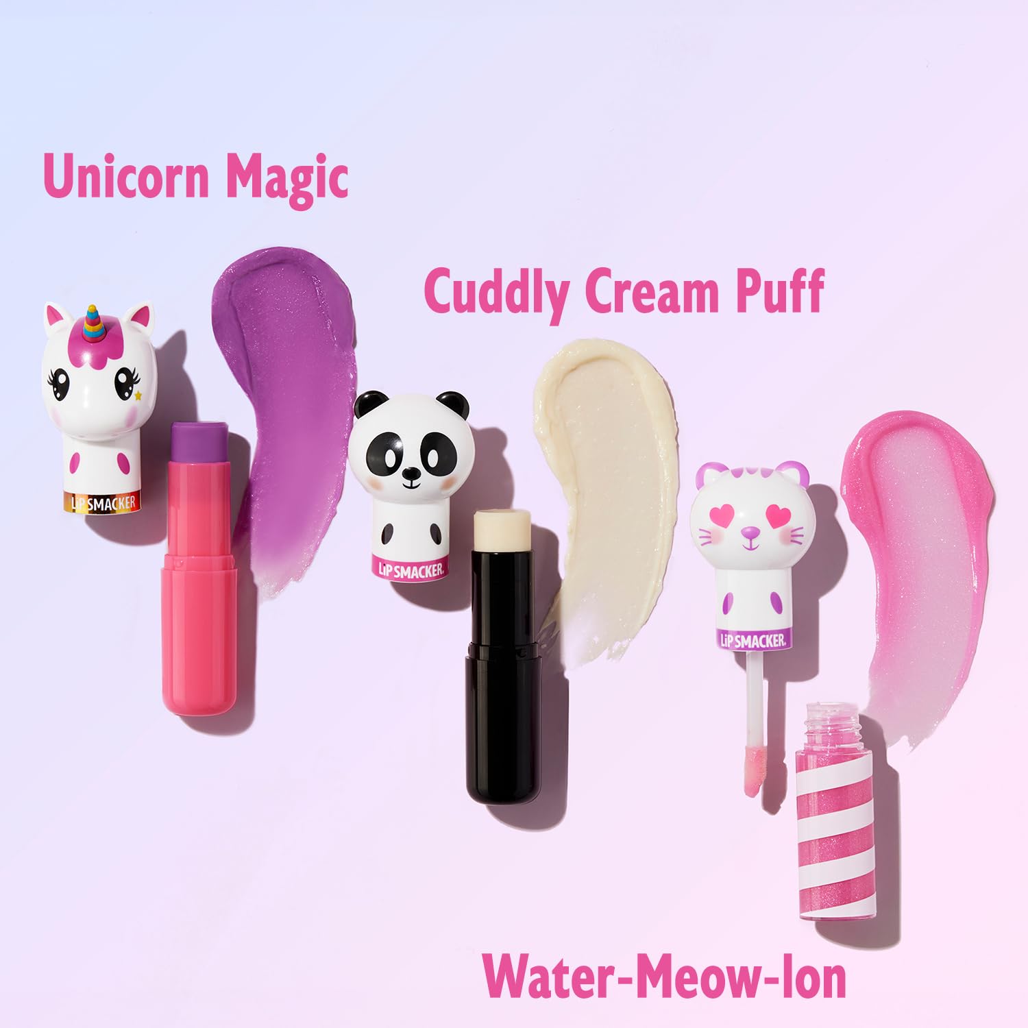 Lip Smacker Lippy Pals 3 Pack Lip Kit- Fox / Bunny / Llama Unicorn Magic / Cuddly Cream Puff / Sweet Kiwi Kitty