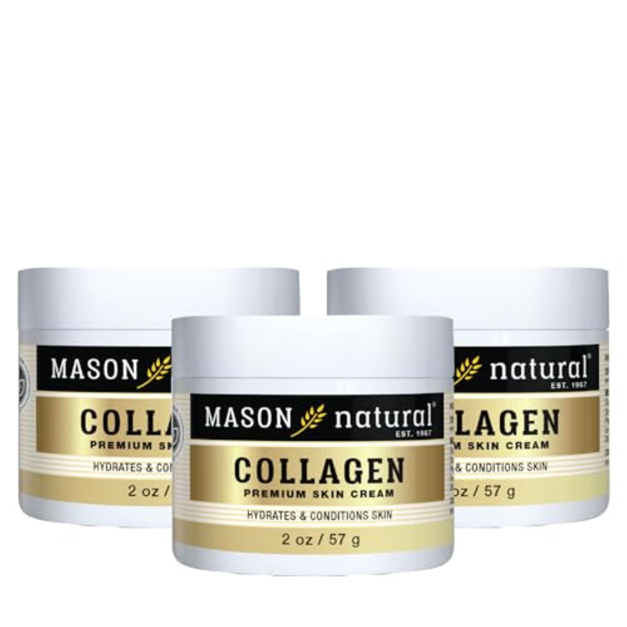 Mason Natural, Collagen Beauty Cream, Pear Scent, 2 Ounce Jar (Pack of 3), 100% Pure Collagen Anti-Aging Moisturizer, Promote Elasticity and Strength in Skin