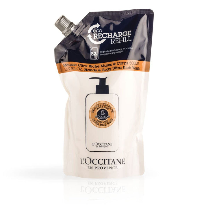 L'Occitane Shea Hands & Body Ultra Rich Wash Refill: Cleanse | Soften | Gentle Foaming Cream | Classic Shea Scent | Prevent Dryness