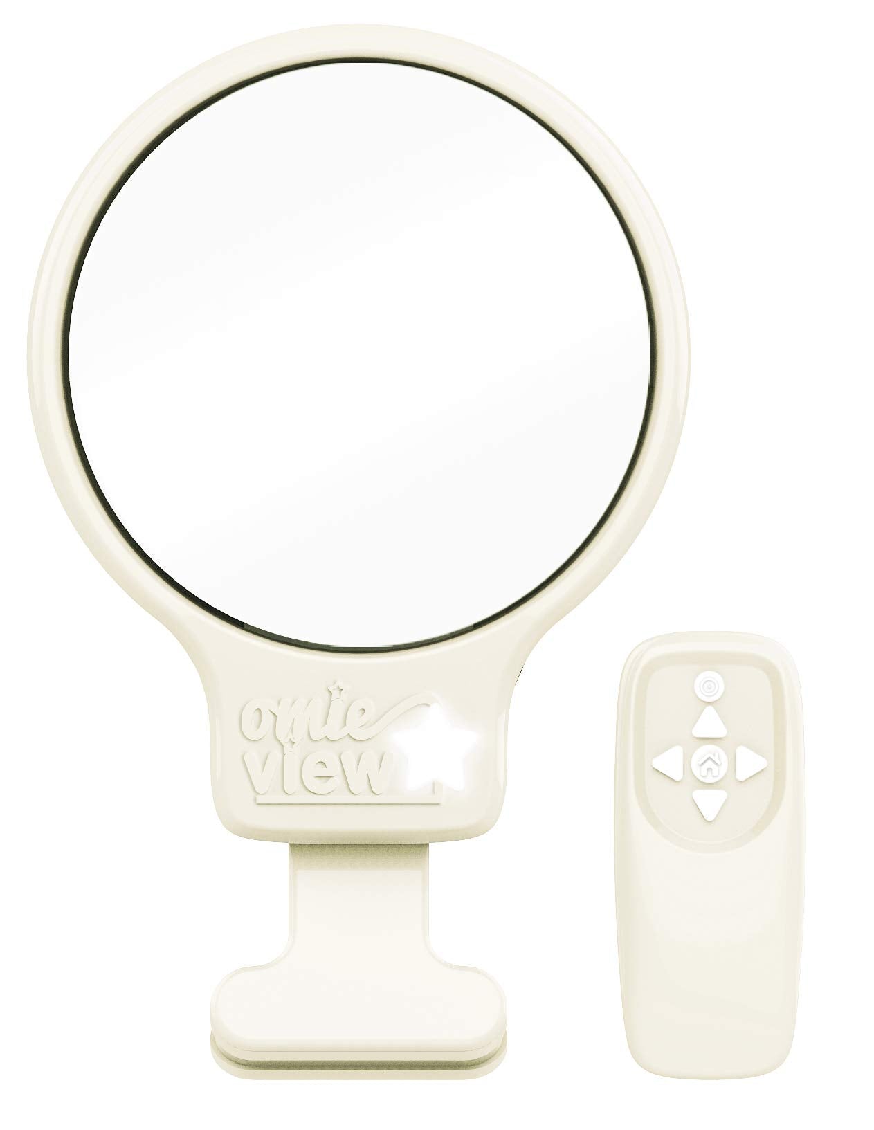 Omie View Clip-on Mirror with Remote Control & LED Light for Baby Monitoring. Use with Bassinet or Crib