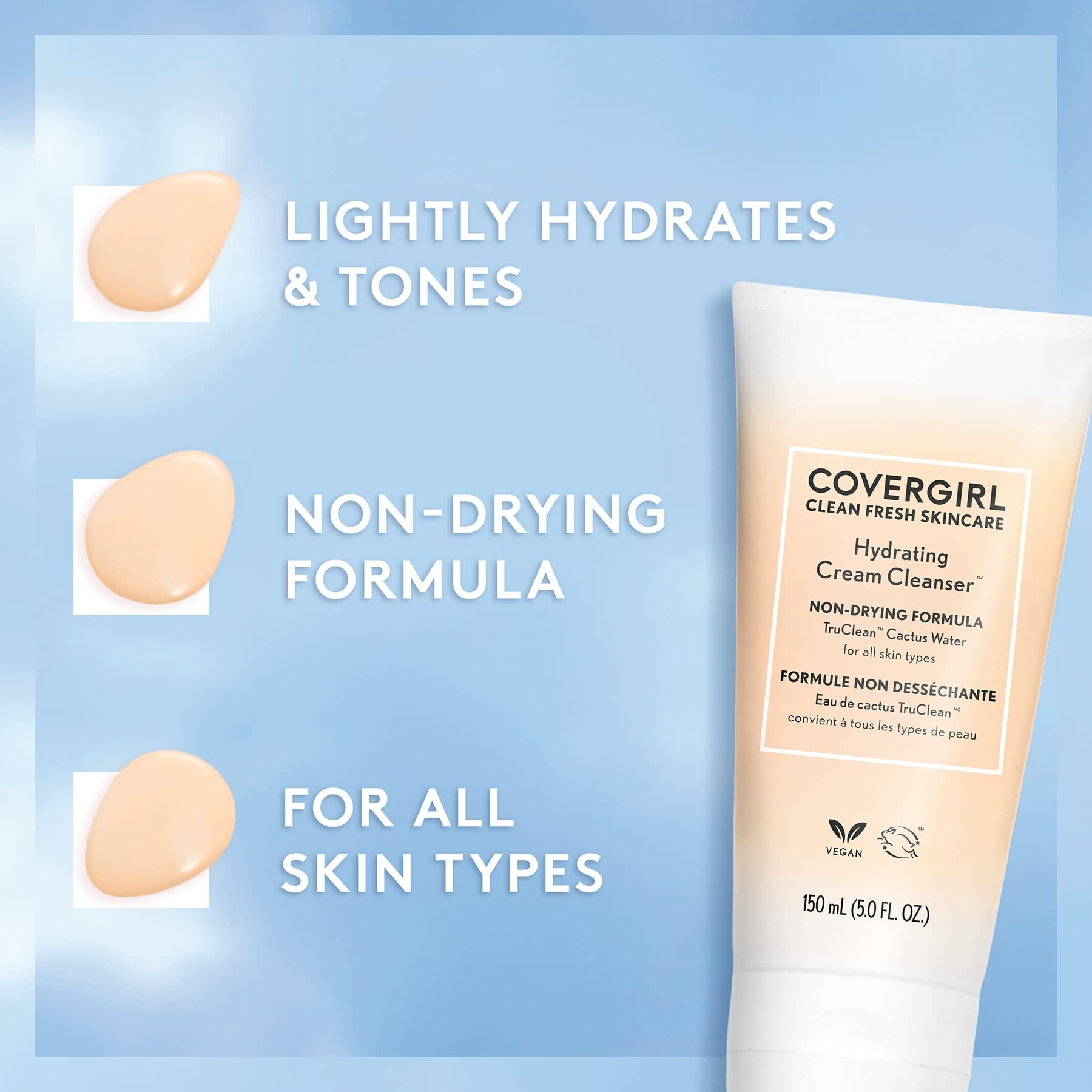 COVERGIRL Clean Fresh Skincare Hydrating Cream Cleanser, 5 Fl Oz
