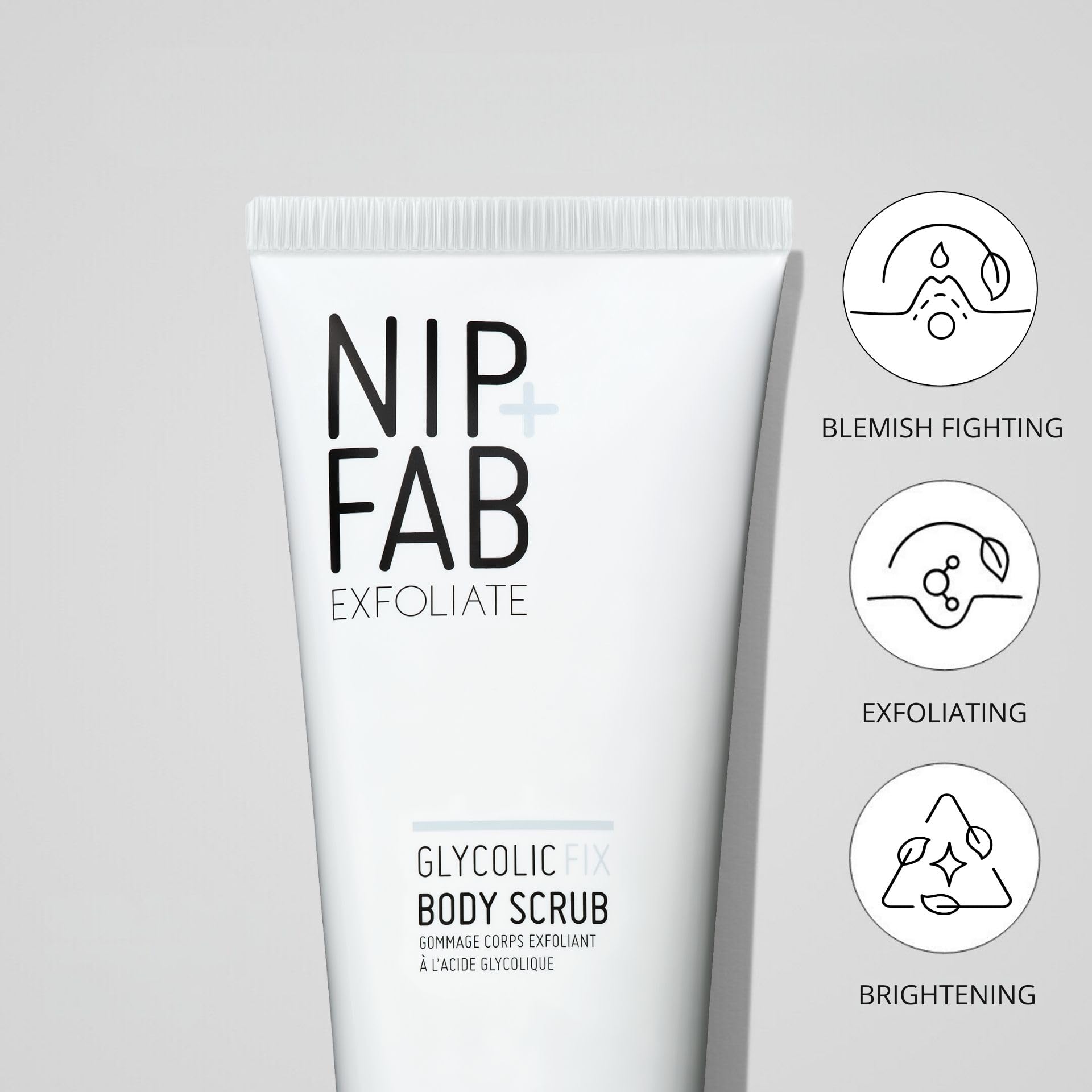 Nip+Fab Glycolic Fix Body Scrub, 6.70 Fl Oz, with Glycolic Acid, Salicylic Acid, Shea Butter, Exfoliating and Moisturizing the Skin | Vegan, Cruelty Free, Sulphate Free