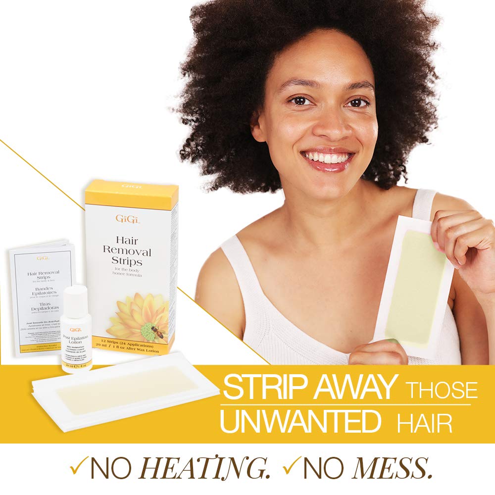 Gigi Hair Removal Strips for The Body, 24 Applications & 29 ml, 1 Fl. Oz. After wax lotion