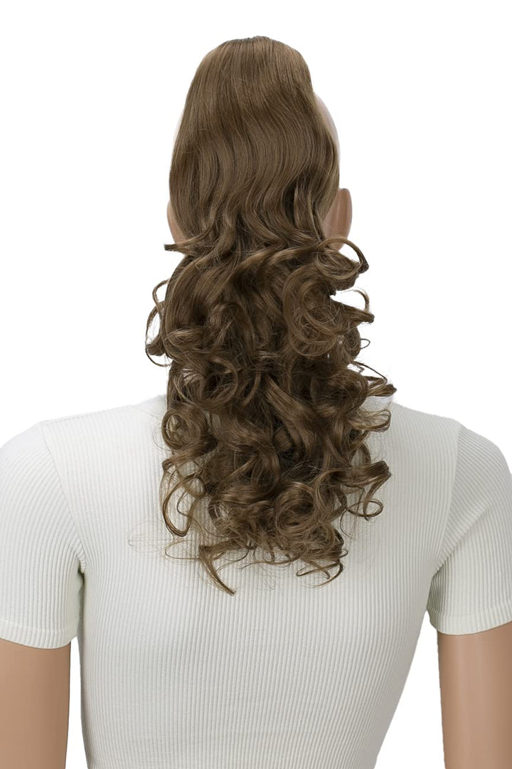Prettyshop Hairpiece-Ponytail Medium Brown # 12 H22-2: Prettyshop 16 Or 20 Hair Piece Clip On Pony Tail Extension 2 In 1 Curled Wavy Heat-Resisting Medium Brown # 12 H22-2