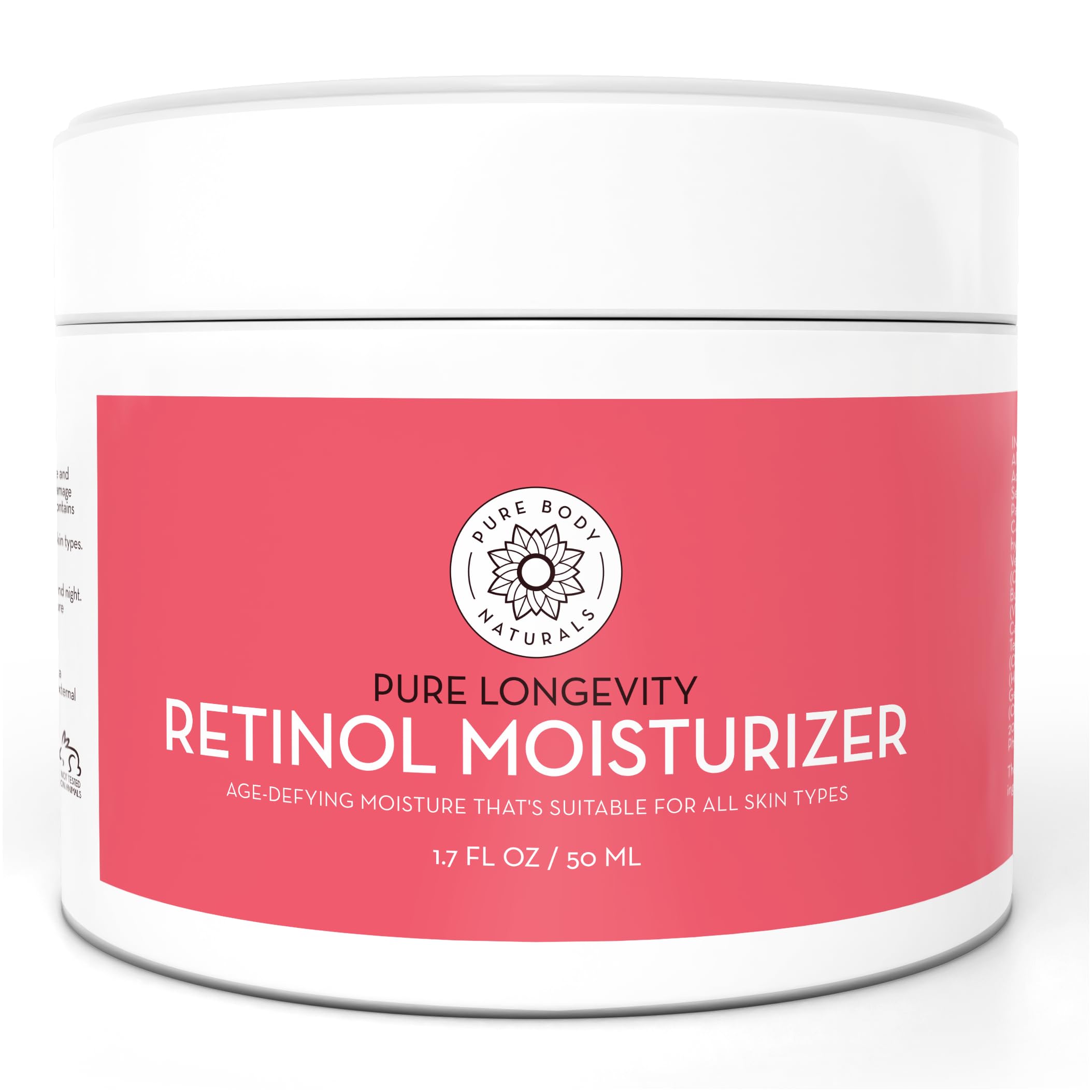 Pure Body Naturals Retinol Moisturizer, 1.7 Ounces - Moisturizing Retinol Cream for Face, Age Defying Eye Cream for Wrinkles and Lines with Hyaluronic Acid, Shea Butter, and Jojoba Oil