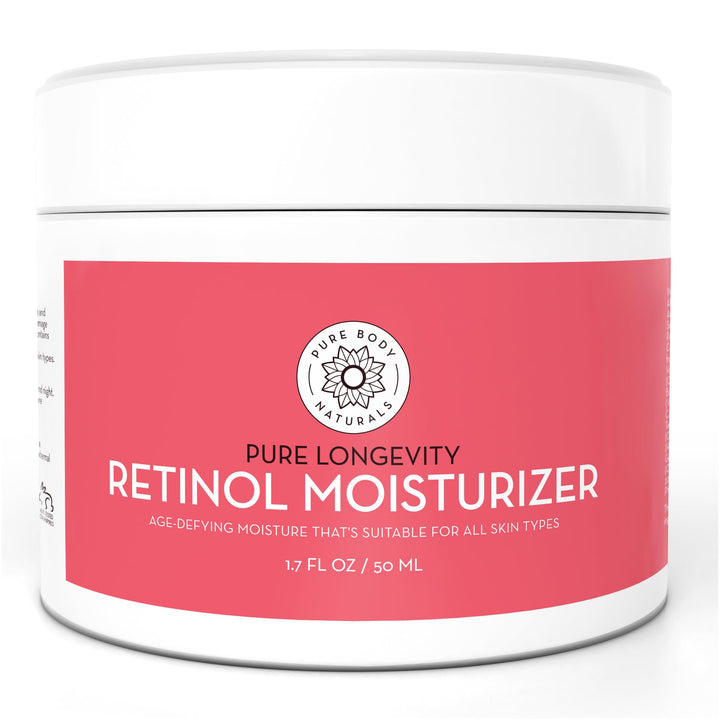 Pure Body Naturals Retinol Moisturizer, 1.7 Ounces - Moisturizing Retinol Cream for Face, Age Defying Eye Cream for Wrinkles and Lines with Hyaluronic Acid, Shea Butter, and Jojoba Oil