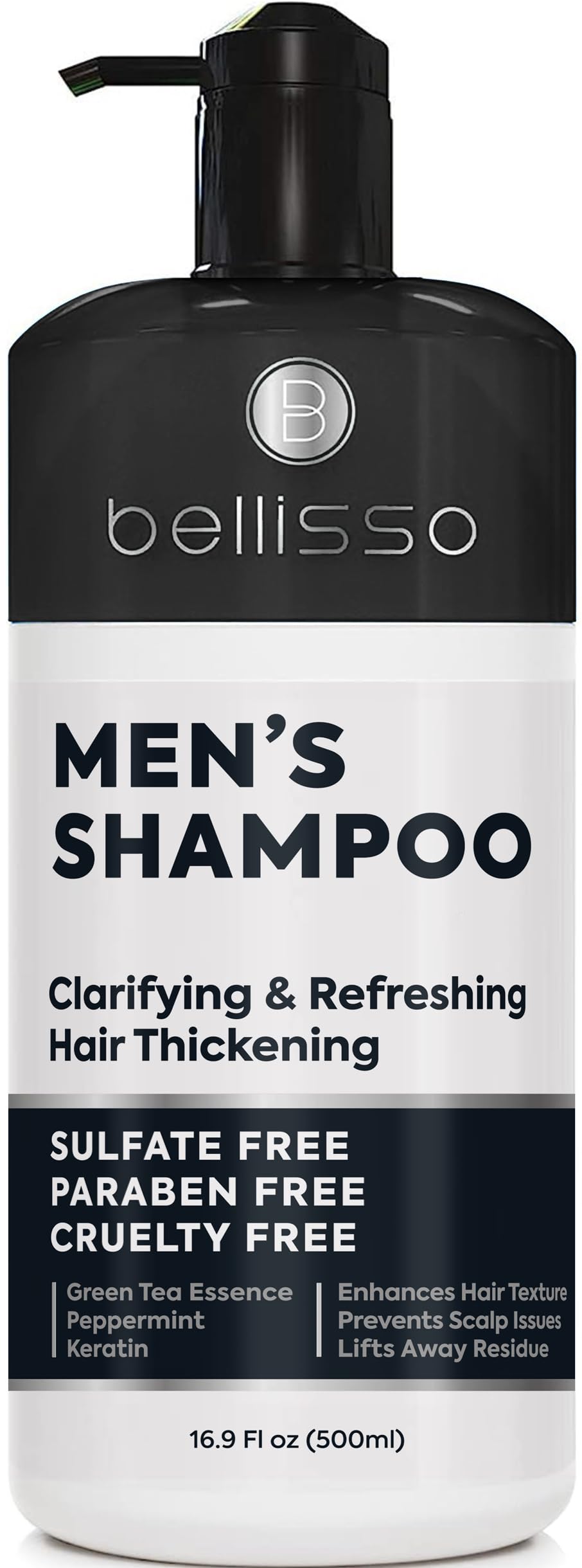 Shampoo for Men - Tea Tree Oil and Peppermint - Sulfate Free, Paraben Free - Clarifying, Refreshing, Volumizing & Moisturizing Hair Thickening Formula - Ideal for Oily Hair, Dry Scalps and Build Up