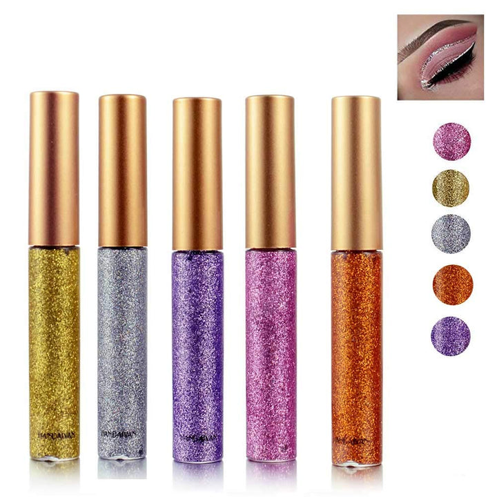 Semilyn Glitter Liquid Eyeshadow 5 Color Metallic Sparkling Eyeliner Face Eye Cosmetic Glow Shimmer Makeup Shadow Long Lasting