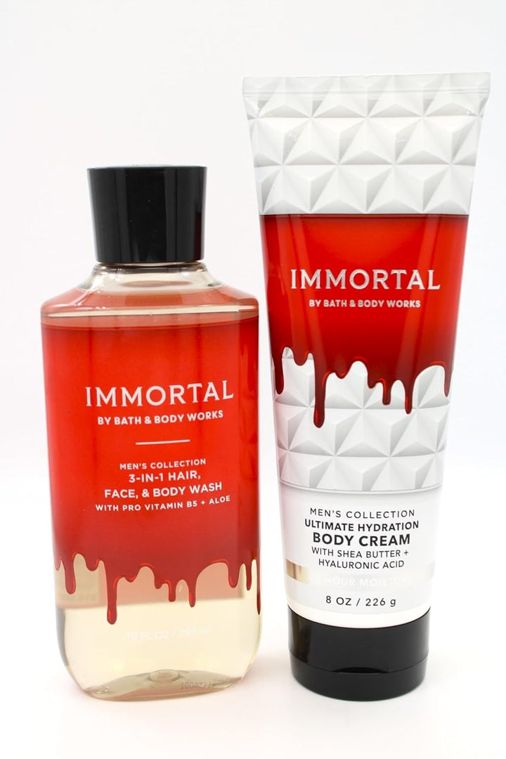 Bath & Body Works Immortal Men's 3-in-1 Hair, Face & Body Wash and Body Cream 2 Piece Set