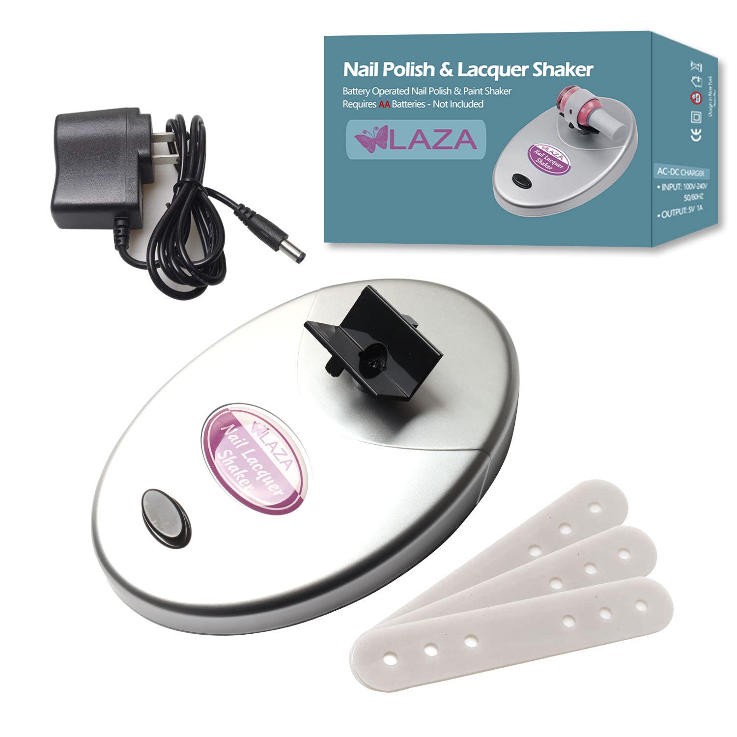 Laza Nail Lacquer Shaker Nails Gel Polish Varnish Adjustable Bottle Shaking Machine Shake Evenly Tools for Nails Art - Sliver