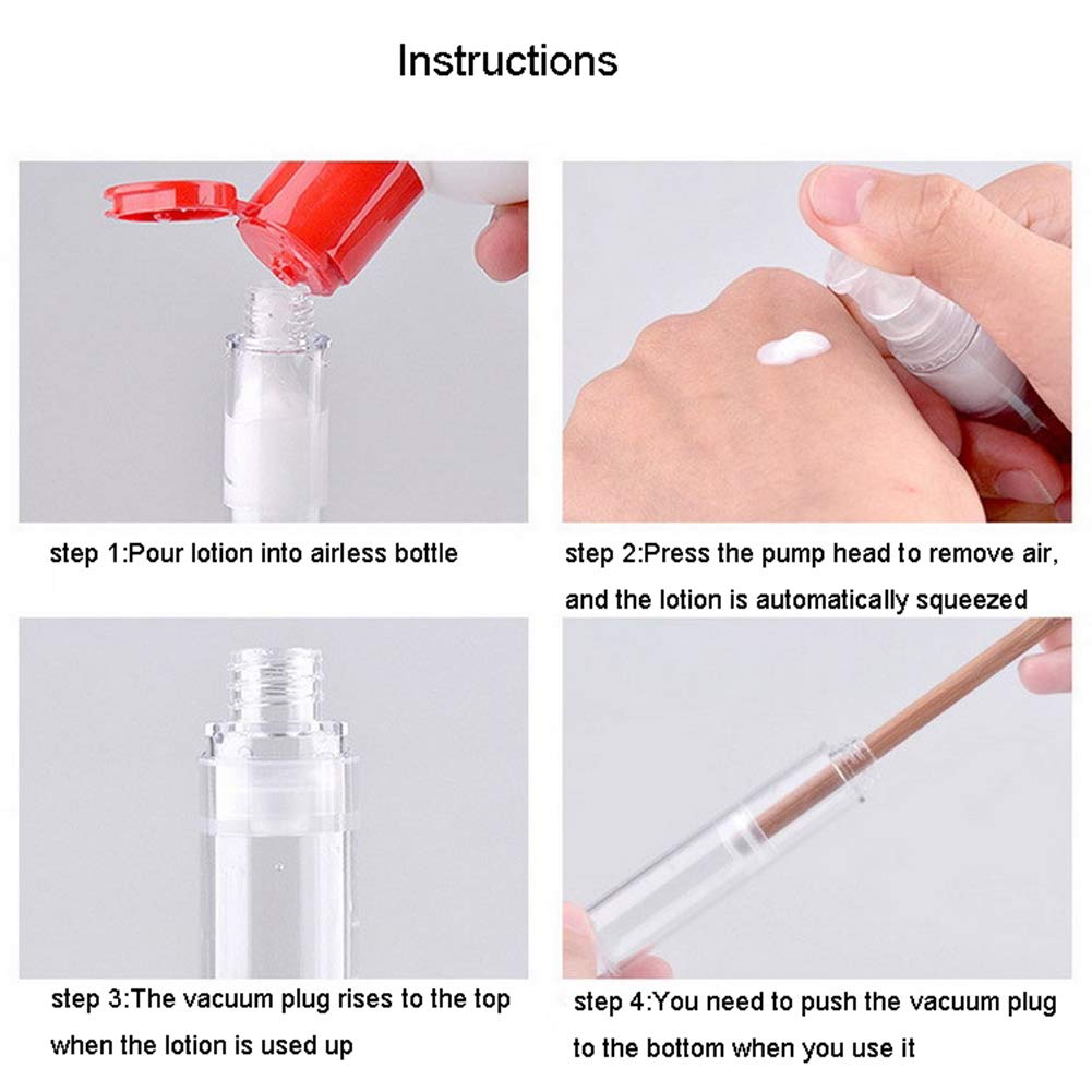15 Pcs Clear Airless Lotion Pump Bottles Empty Cream Vacuum Bottles Cosmetic Containers Travel Press Pump Bottles For Foundations,serums,and more (15ml)