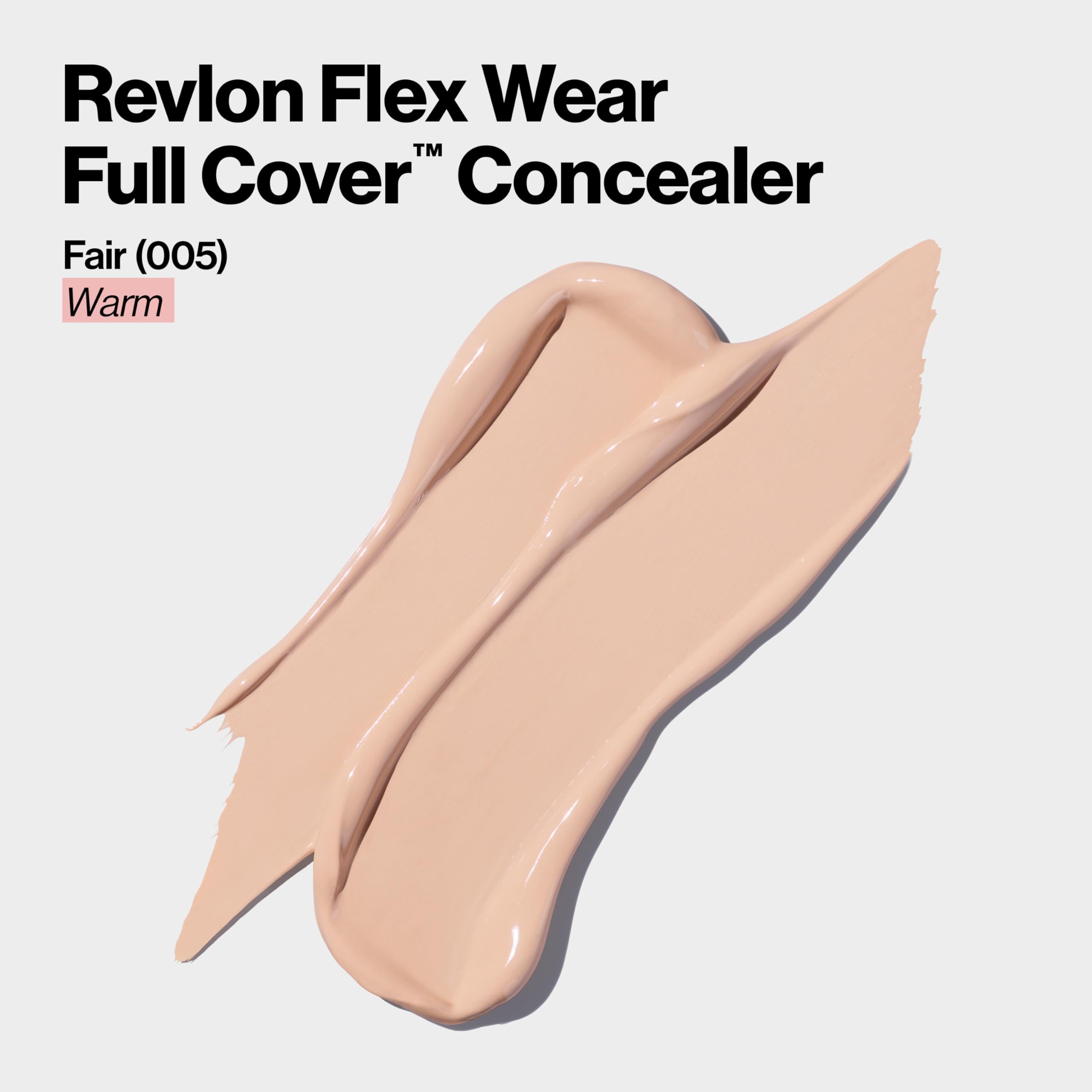 Revlon ColorStay Flex Wear, Full Cover Non-Creasing Concealer, Infused with Hyaluronic Acid & Vitamin E, Flexible Longwear, 005 Fair, 0.34 Fl Oz