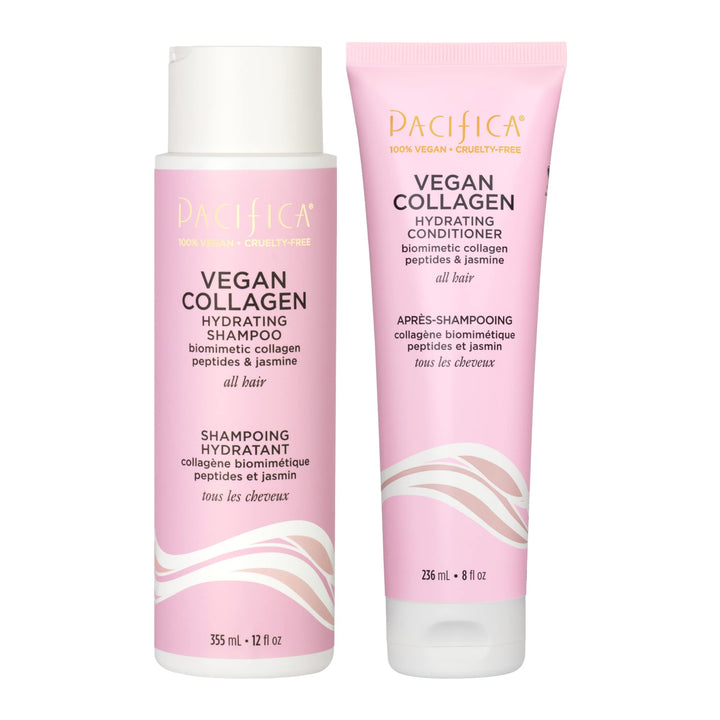 Pacifica Shampoo & Conditioner Set - Vegan Collagen Hydrating Hair Care, Restore Shine, Moisture, Repair Split Ends, For Dry, Damaged Hair Clean Vegan & Cruelty-Free Dermatologist Tested