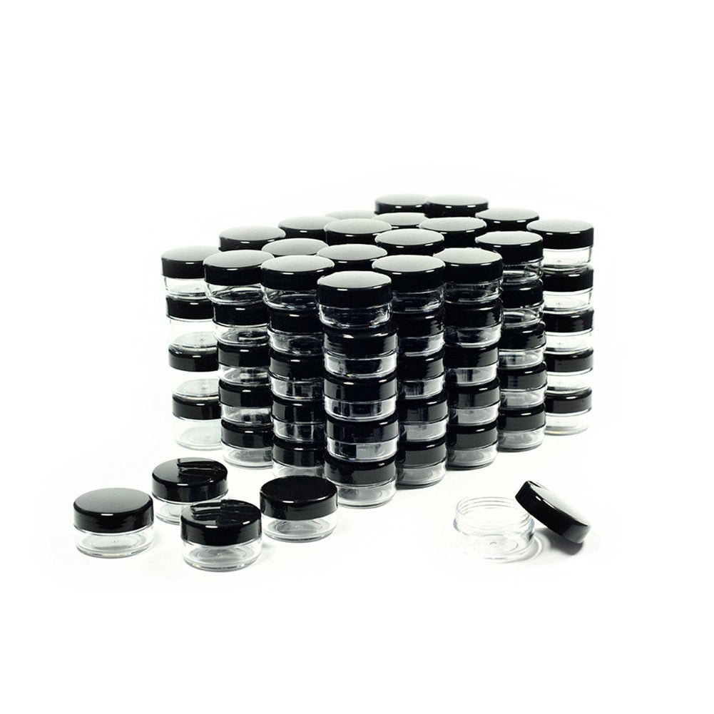 ZEJIA 10G-100Pcs, Black: 10 Gram Cosmetic Containers 100Pcs Sample Jars with Lids Plastic Makeup Sample Containers Bpa Free Pot Jars