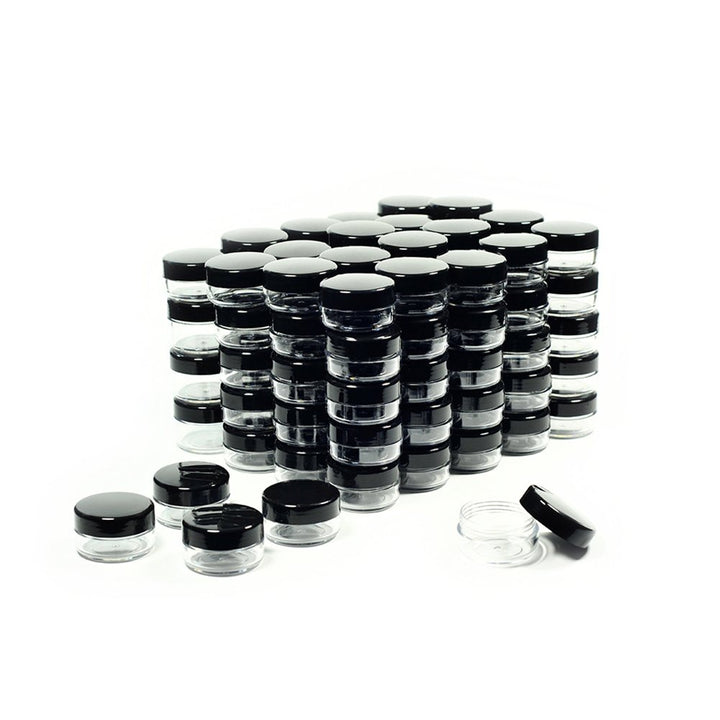 ZEJIA 10G-100Pcs, Black: 10 Gram Cosmetic Containers 100Pcs Sample Jars with Lids Plastic Makeup Sample Containers Bpa Free Pot Jars