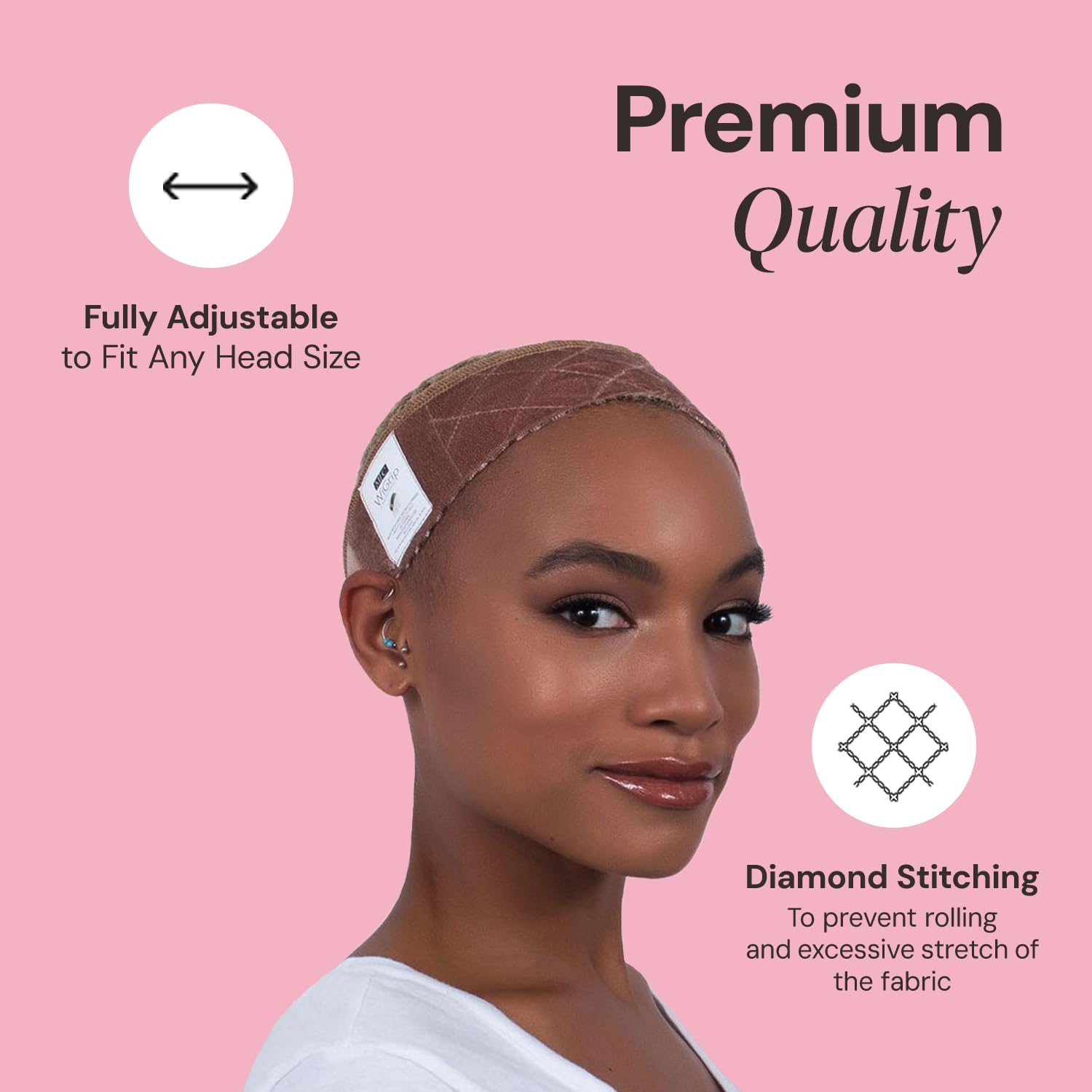 MILANO COLLECTION WiGrip, The Original Comfort Grip Band, Adjustable Wig Band for Tension-Free Glueless Wig, Nonslip Wig Headband, Tension-Free, One Size Fits All, Tan