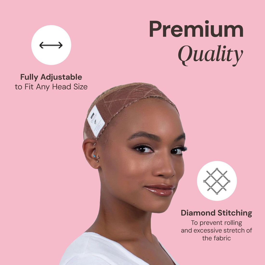 MILANO COLLECTION WiGrip, The Original Comfort Grip Band, Adjustable Wig Band for Tension-Free Glueless Wig, Nonslip Wig Headband, Tension-Free, One Size Fits All, Tan